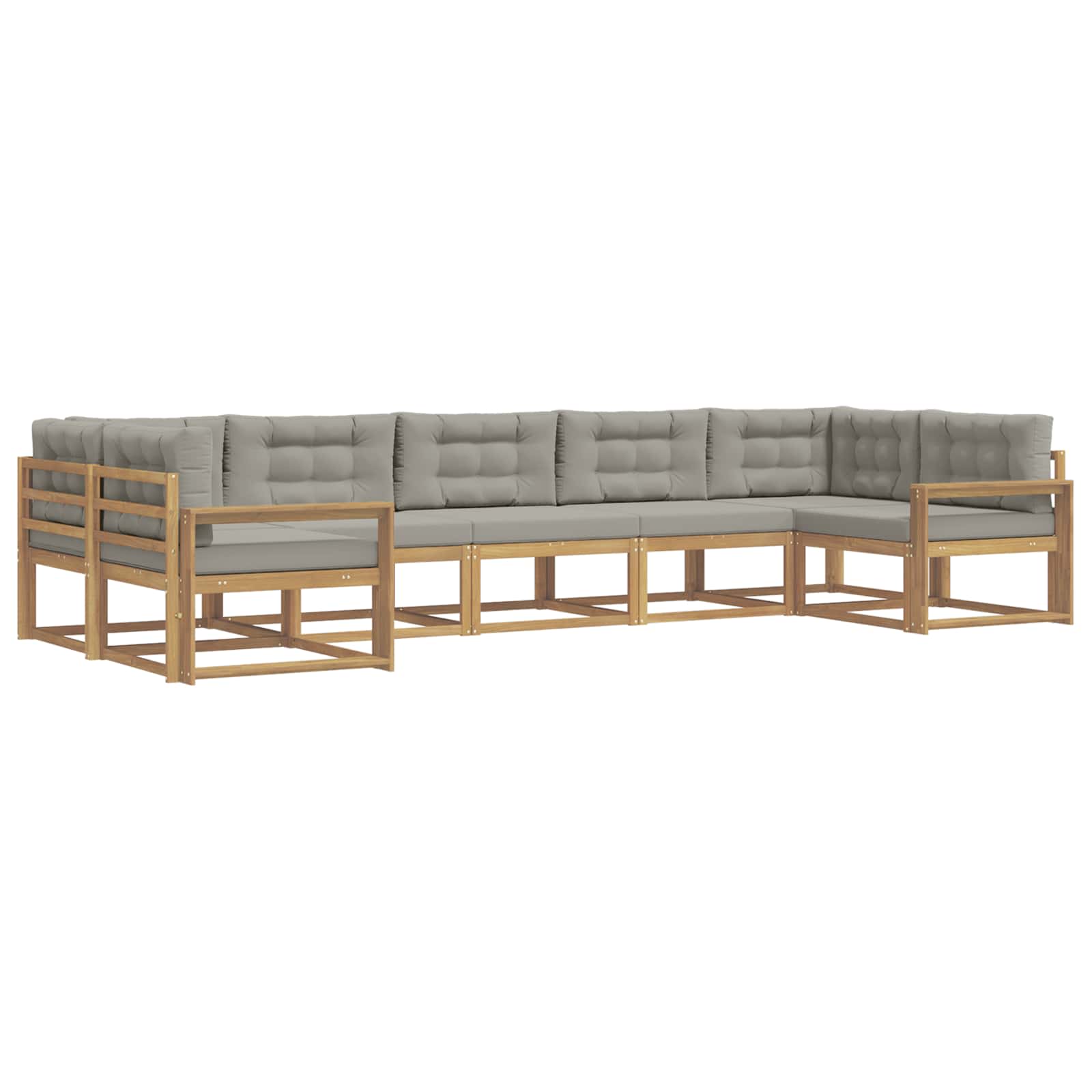 Buiten bankenset met kussen 7 pcs Wit en Lichtgrijs is nu te koop bij PeponiXL, paradijselijk wonen!