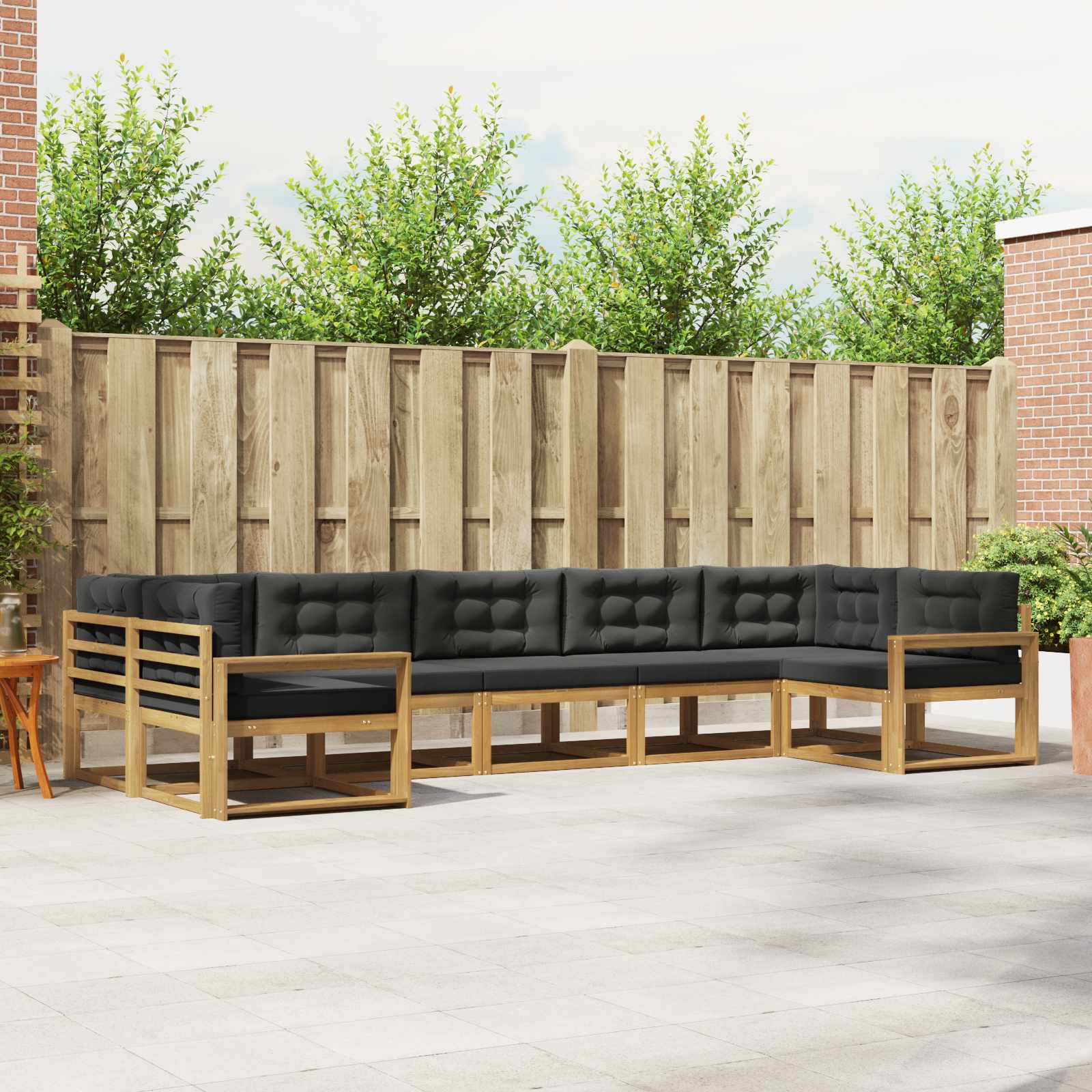 Buiten bankenset met kussen 7 pcs Wit en antracietkleurig is nu te koop bij PeponiXL, paradijselijk wonen!