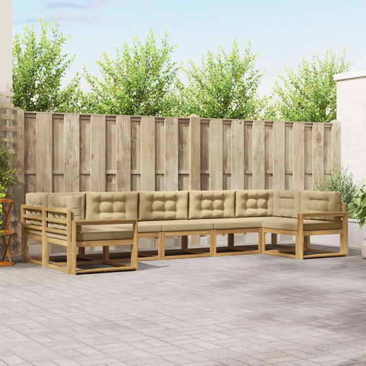 Buiten bankenset met kussen 7 pcs Wit en Beige is nu te koop bij PeponiXL, paradijselijk wonen!