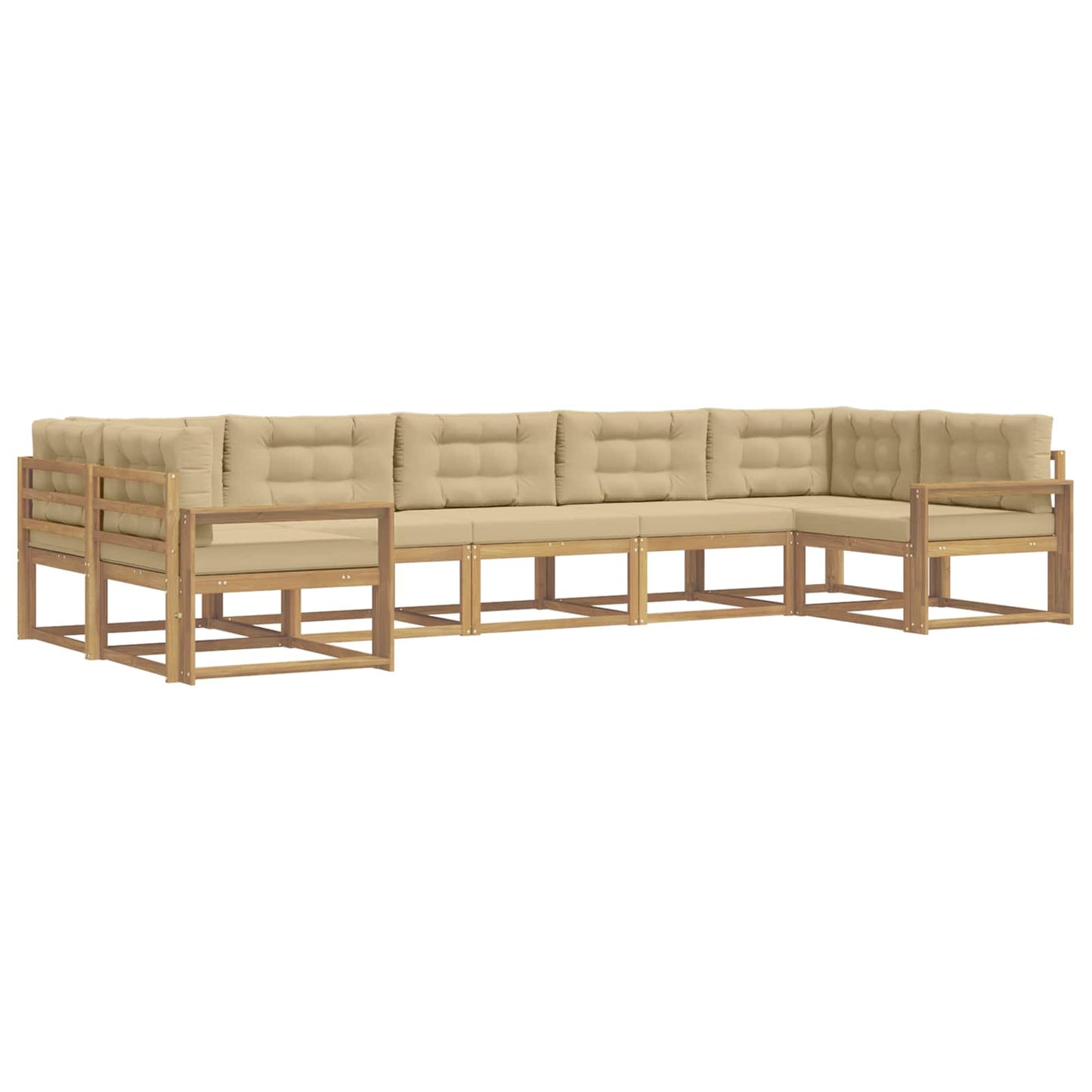 Buiten bankenset met kussen 7 pcs Wit en Beige is nu te koop bij PeponiXL, paradijselijk wonen!