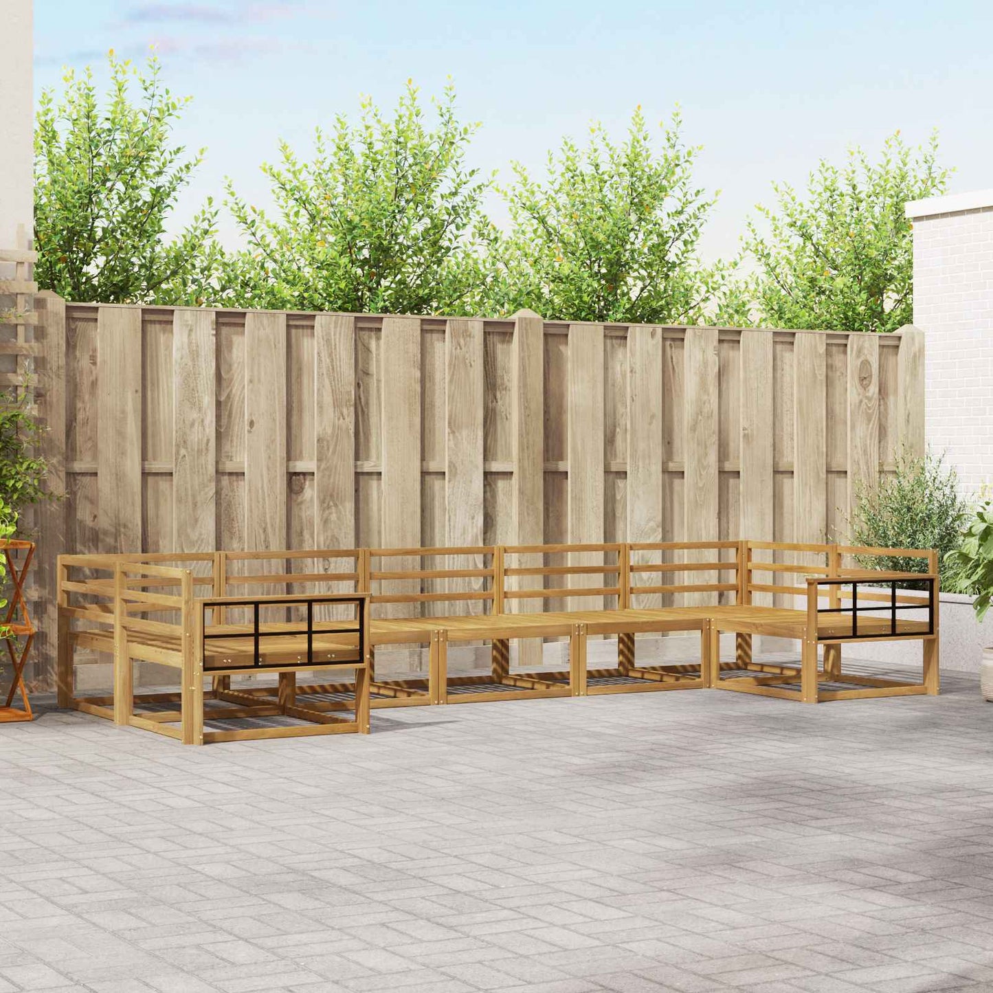 Buiten bankenset 7 pcs Wit Massief Acaciahout is nu te koop bij PeponiXL, paradijselijk wonen!