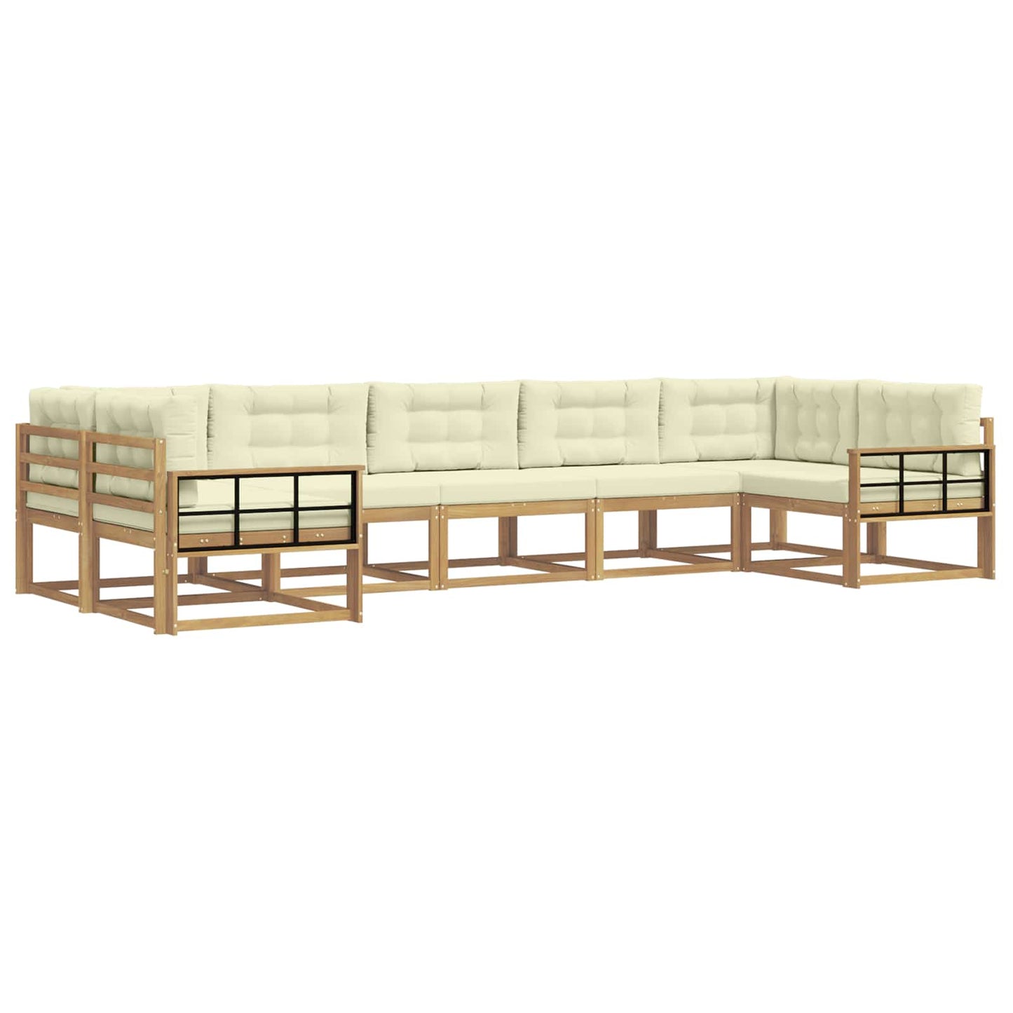 Buiten bankenset met kussen 7 pcs Wit en crèmekleurig is nu te koop bij PeponiXL, paradijselijk wonen!