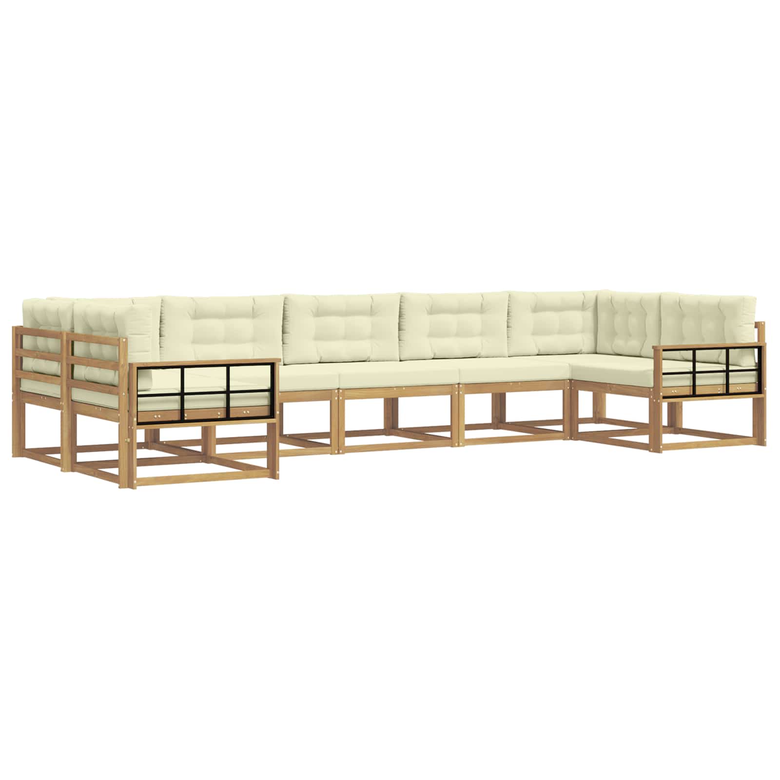 Buiten bankenset met kussen 7 pcs Wit en crèmekleurig is nu te koop bij PeponiXL, paradijselijk wonen!