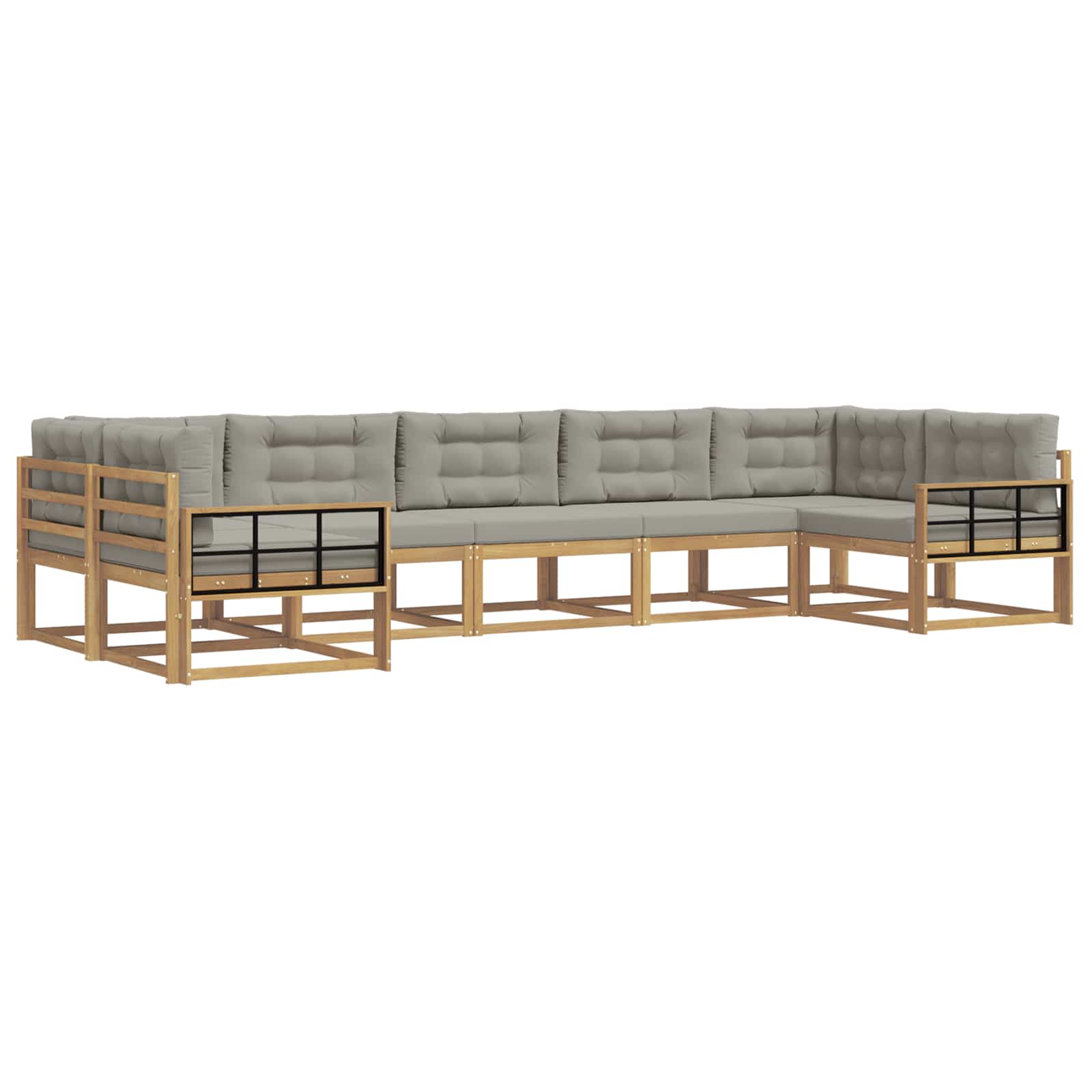 Buiten bankenset met kussen 7 pcs Wit en Lichtgrijs is nu te koop bij PeponiXL, paradijselijk wonen!