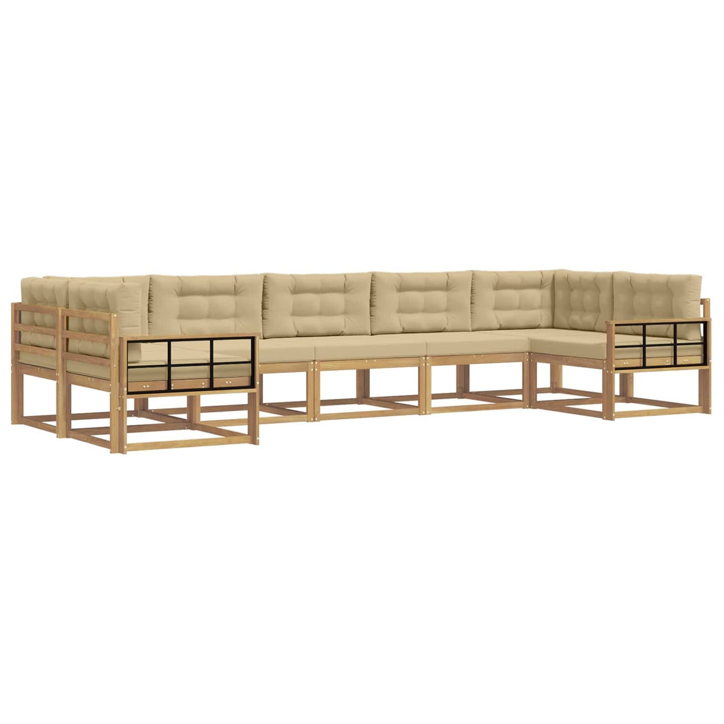 Buiten bankenset met kussen 7 pcs Wit en Beige is nu te koop bij PeponiXL, paradijselijk wonen!