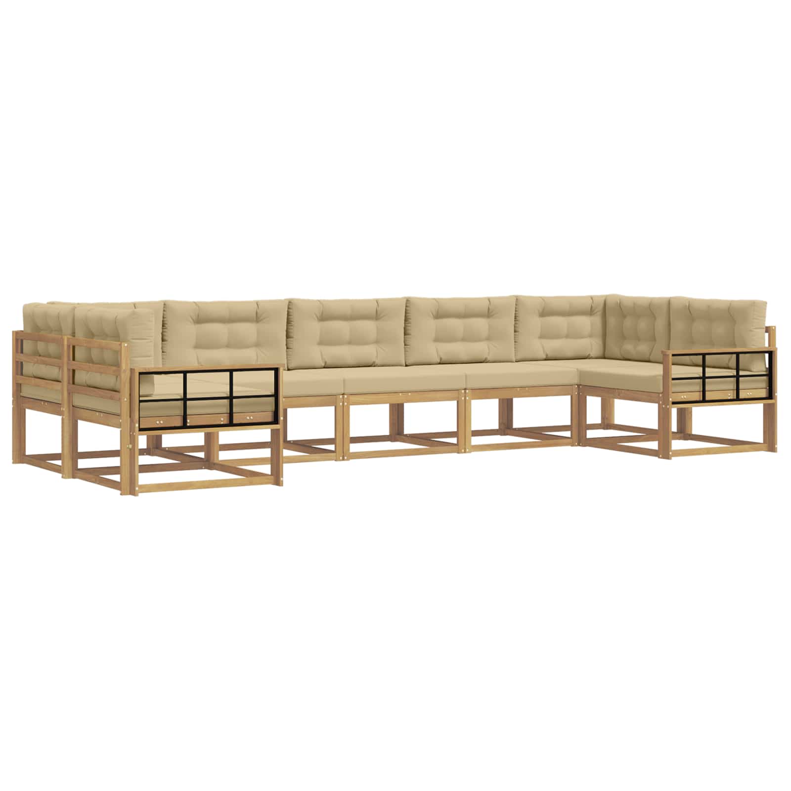 Buiten bankenset met kussen 7 pcs Wit en Beige is nu te koop bij PeponiXL, paradijselijk wonen!