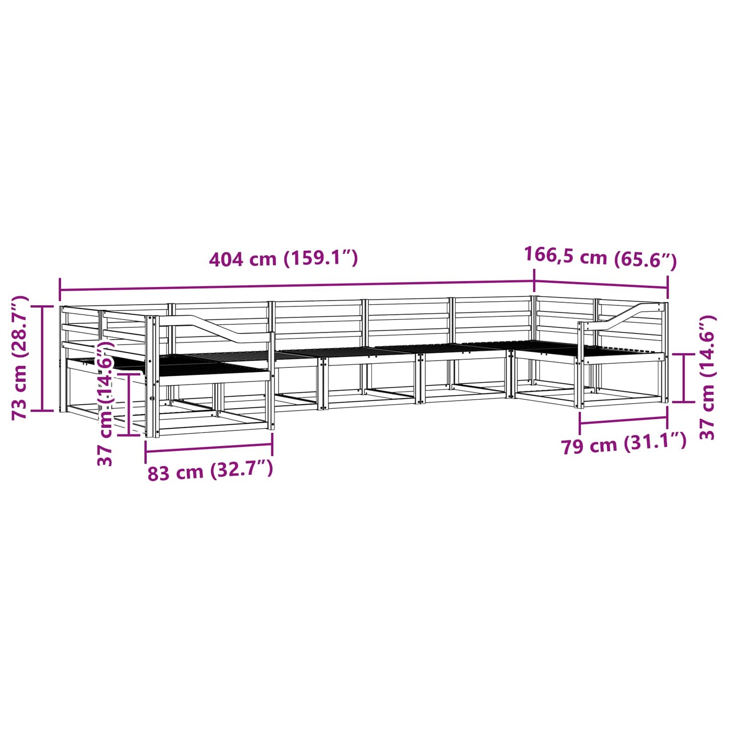 Buiten bankenset 7 pcs Wit Massief Acaciahout is nu te koop bij PeponiXL, paradijselijk wonen!