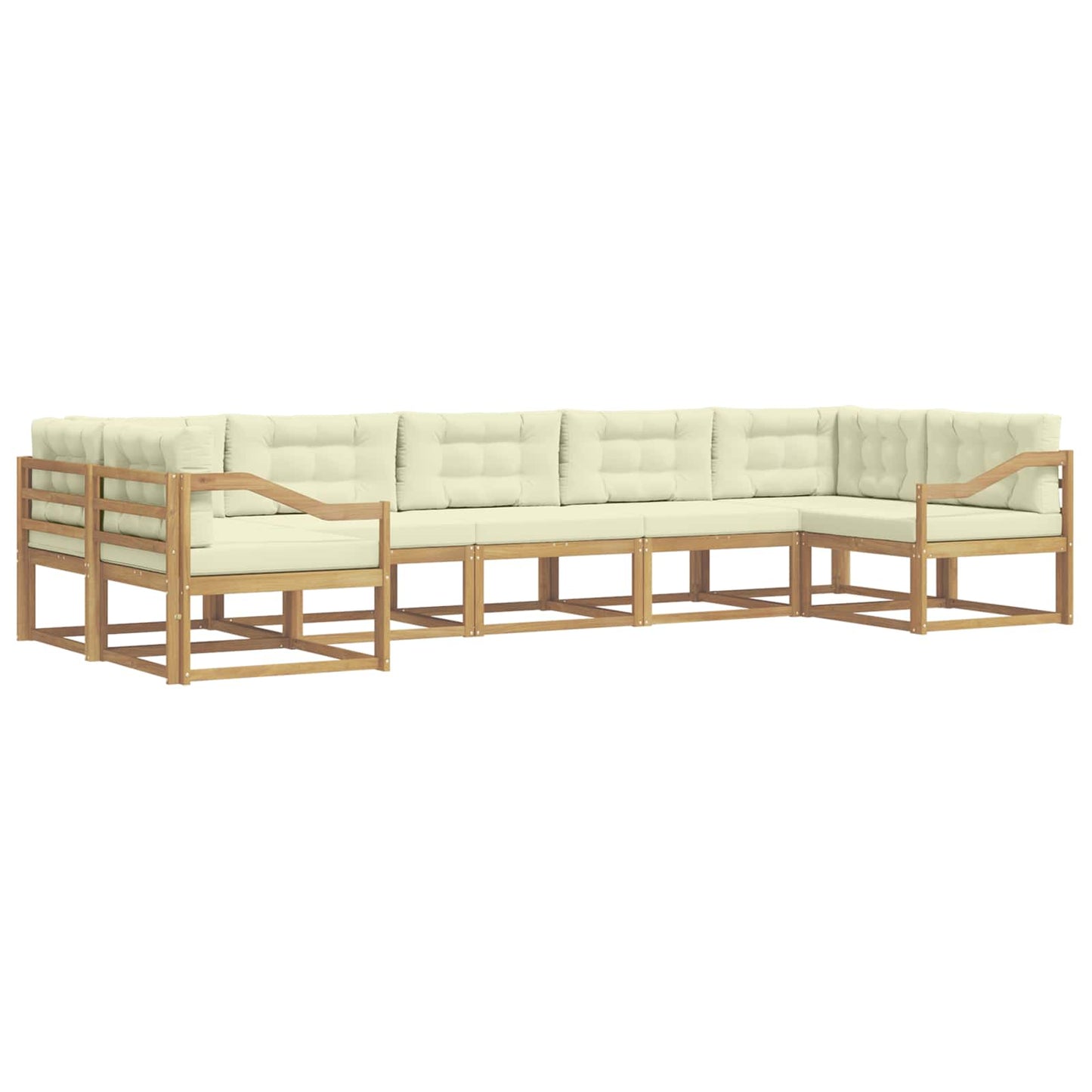 Buiten bankenset met kussen 7 pcs Wit en crèmekleurig is nu te koop bij PeponiXL, paradijselijk wonen!
