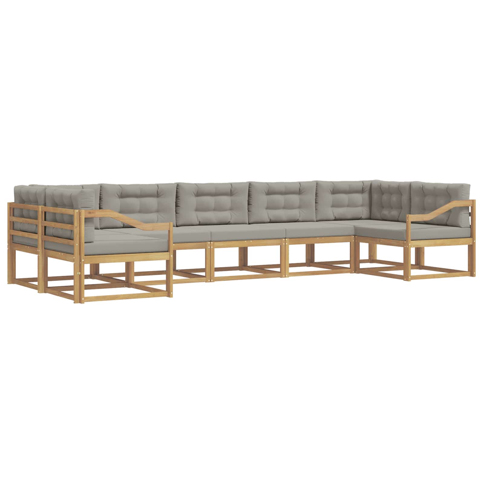 Buiten bankenset met kussen 7 pcs Wit en Lichtgrijs is nu te koop bij PeponiXL, paradijselijk wonen!