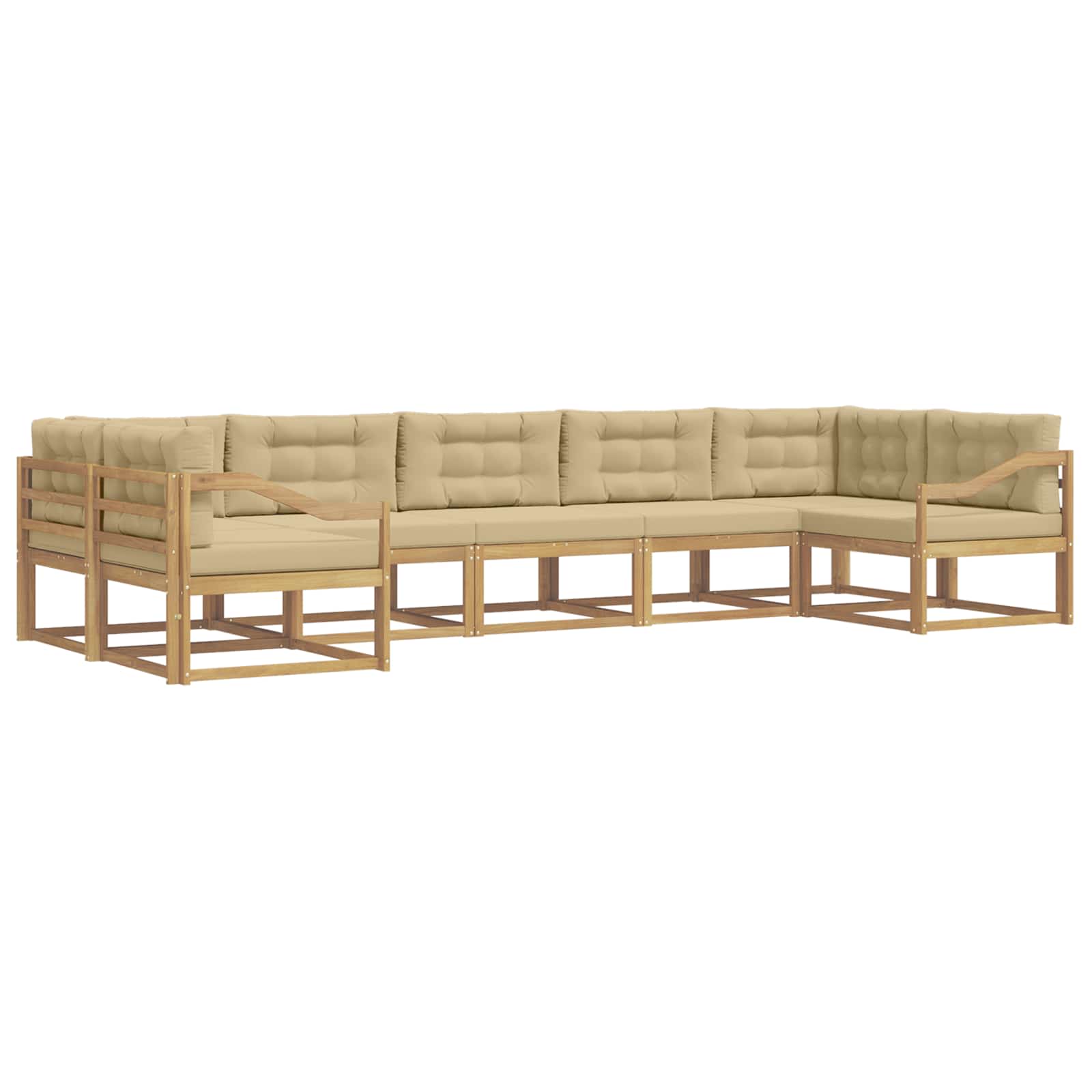 Buiten bankenset met kussen 7 pcs Wit en Beige is nu te koop bij PeponiXL, paradijselijk wonen!