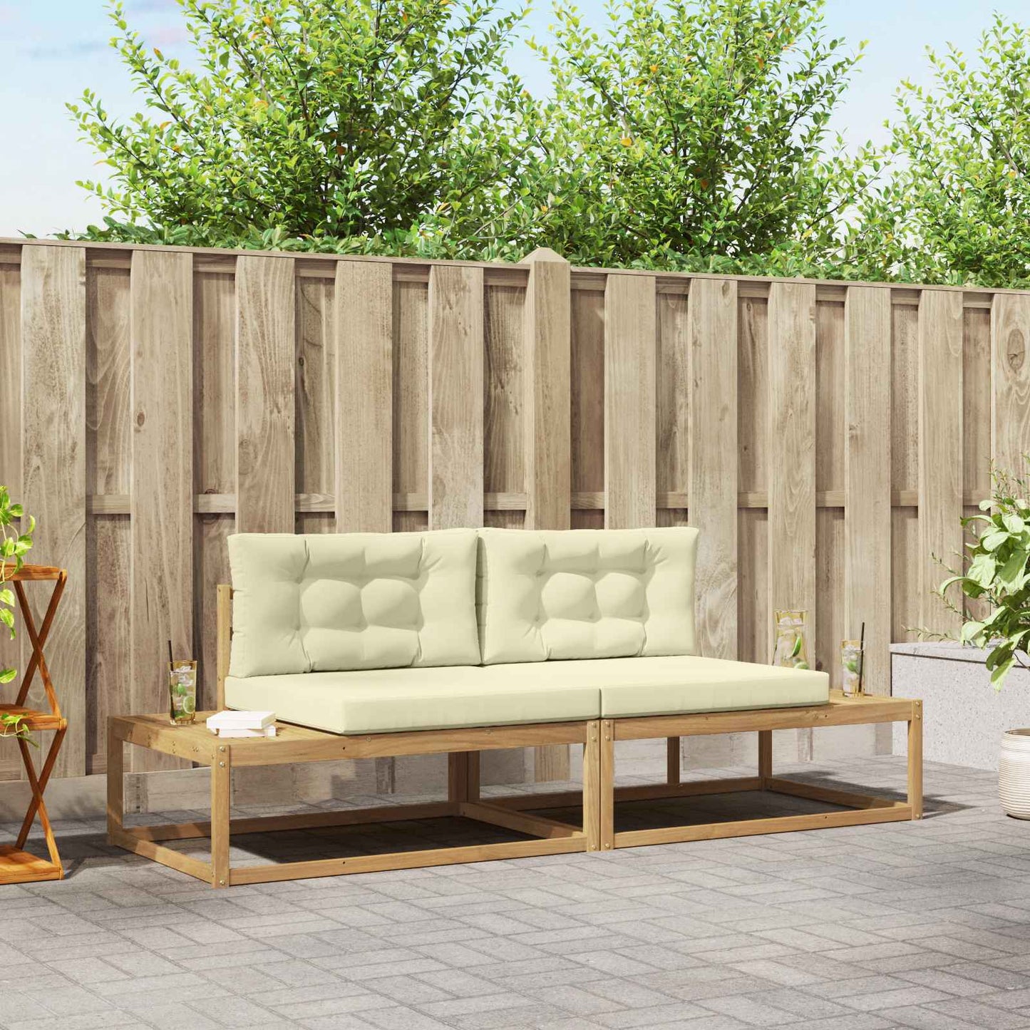 Buiten bankenset met kussen Wit 230,5 x 83 x 73 cm Polyester is nu te koop bij PeponiXL, paradijselijk wonen!