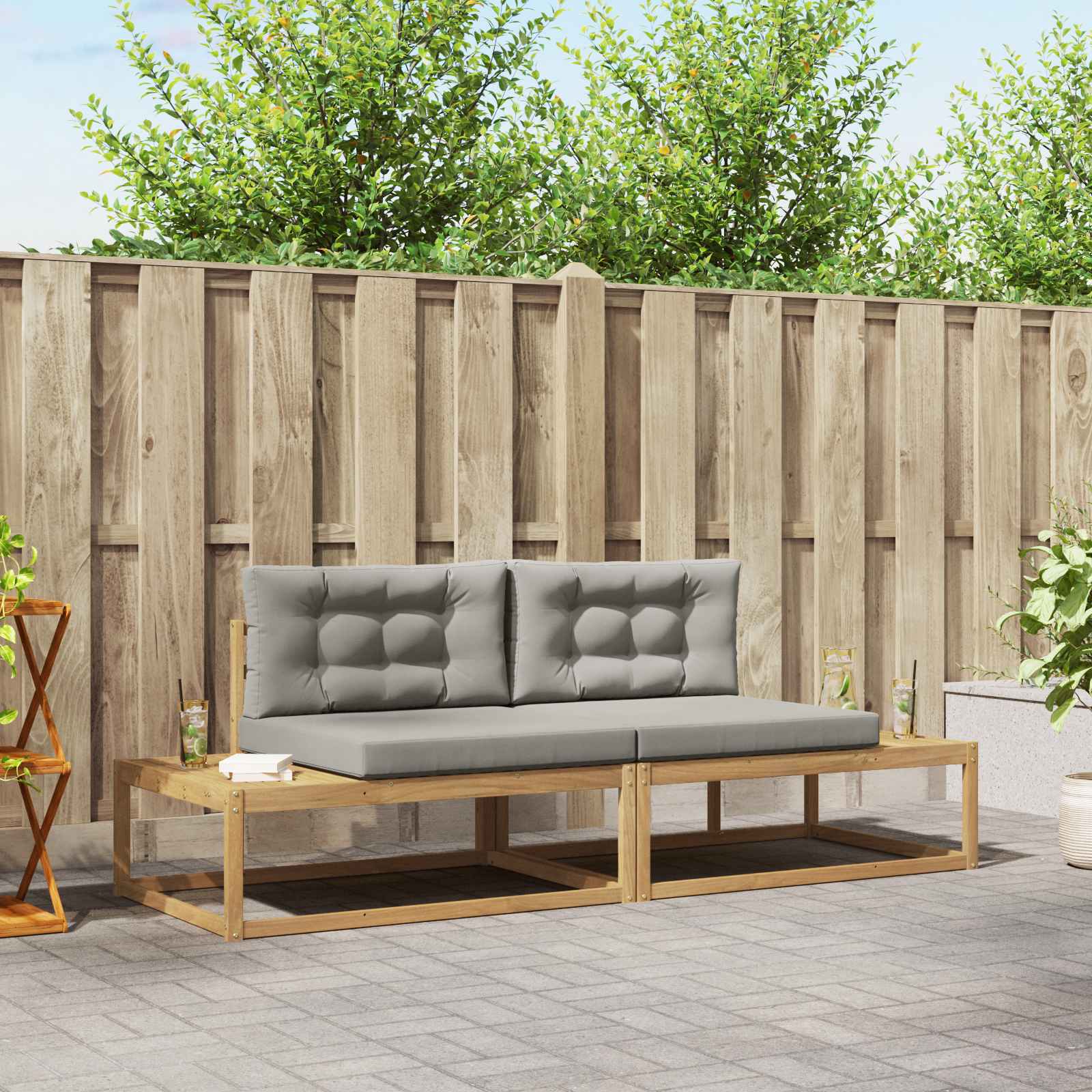 Buiten bankenset met kussen Wit 230,5 x 83 x 73 cm Polyester is nu te koop bij PeponiXL, paradijselijk wonen!