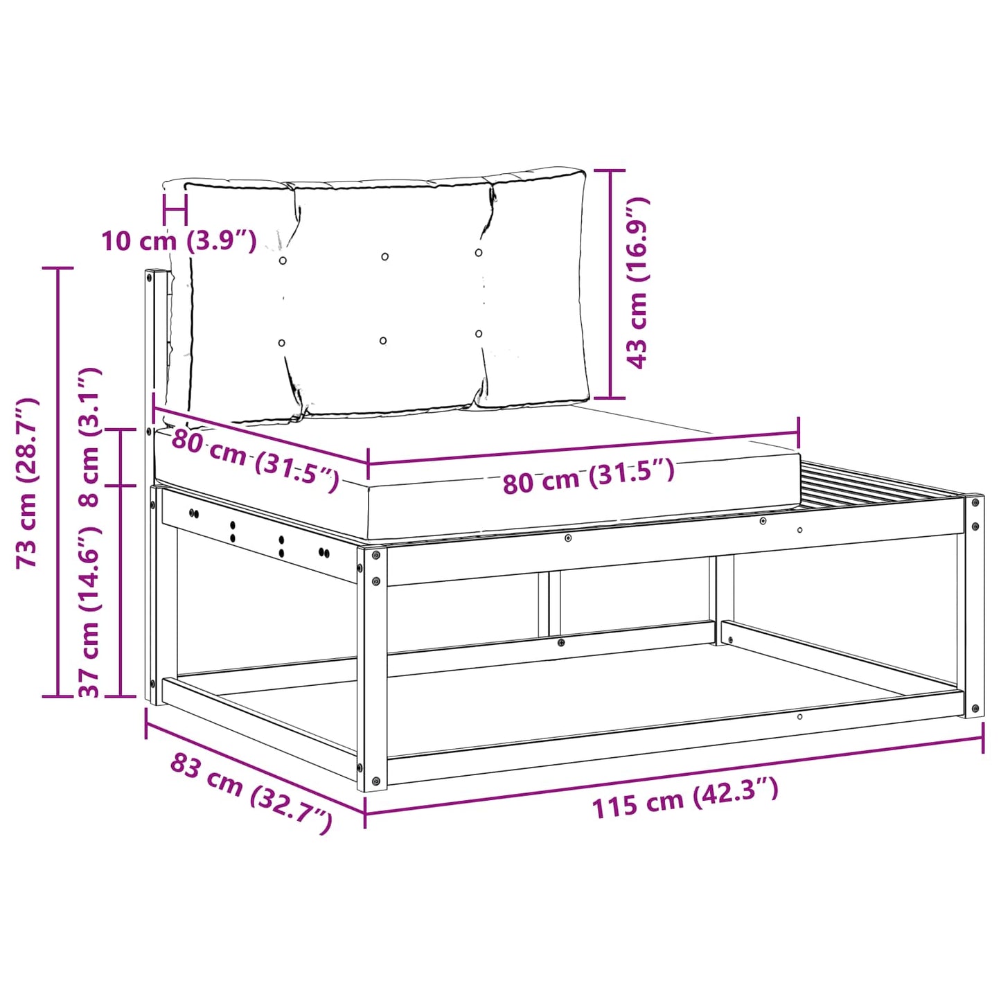 Buiten bankenset met kussen Wit 230,5 x 83 x 73 cm Polyester is nu te koop bij PeponiXL, paradijselijk wonen!
