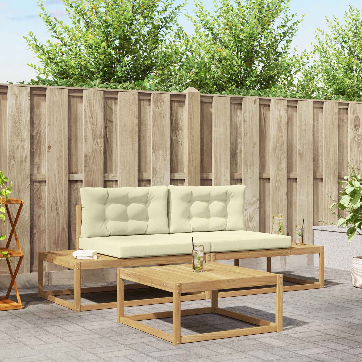 Buiten bankenset met kussen Wit 79 x 79 x 37 cm Polyester is nu te koop bij PeponiXL, paradijselijk wonen!