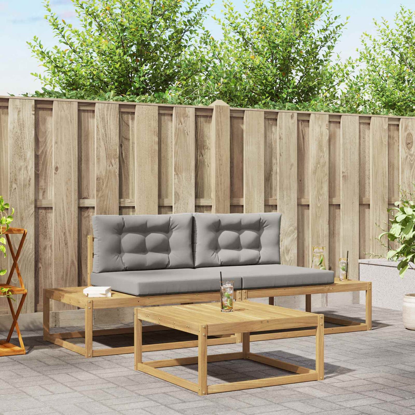 Buiten bankenset met kussen Wit 79 x 79 x 37 cm Polyester is nu te koop bij PeponiXL, paradijselijk wonen!