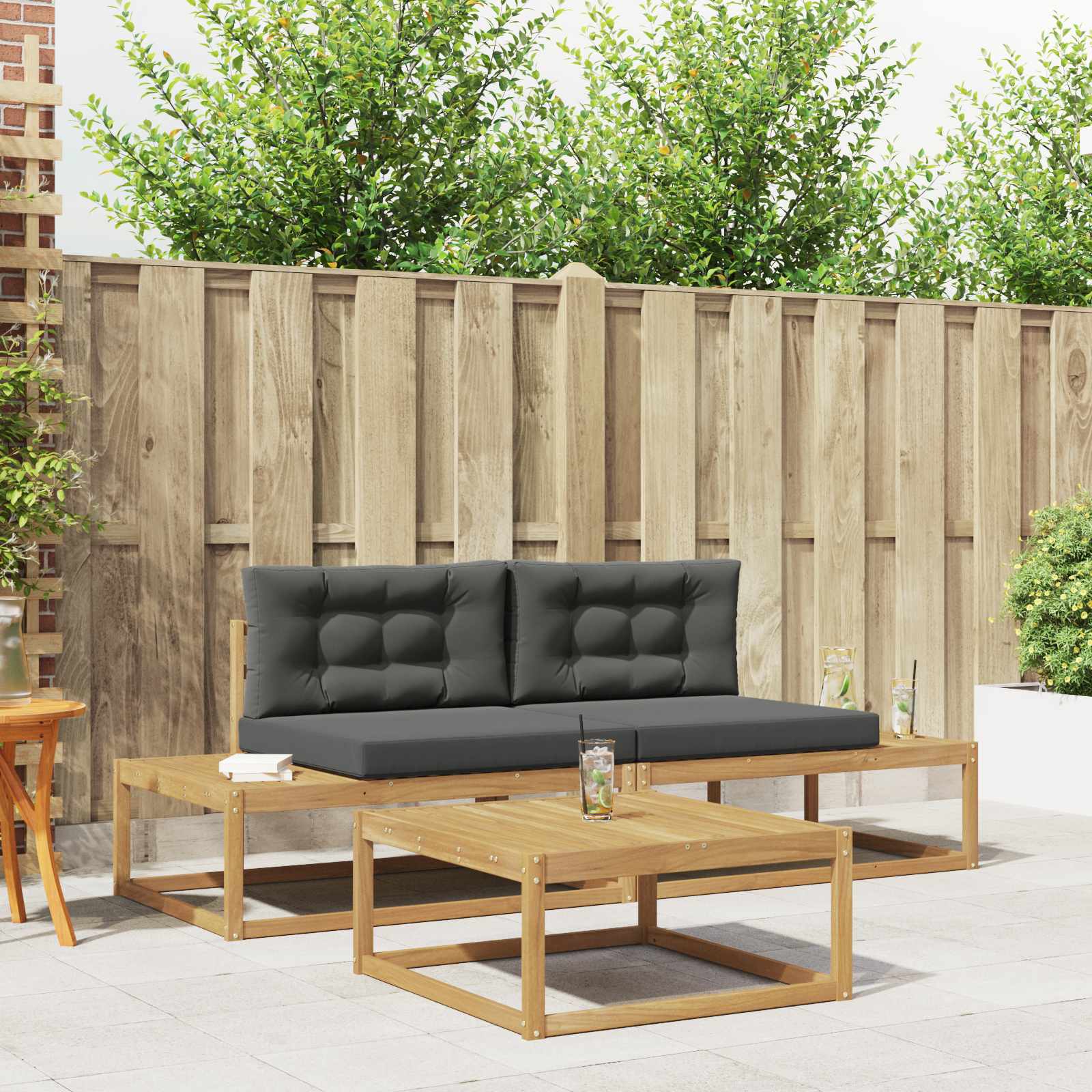 Buiten bankenset met kussen Wit 79 x 79 x 37 cm Polyester is nu te koop bij PeponiXL, paradijselijk wonen!