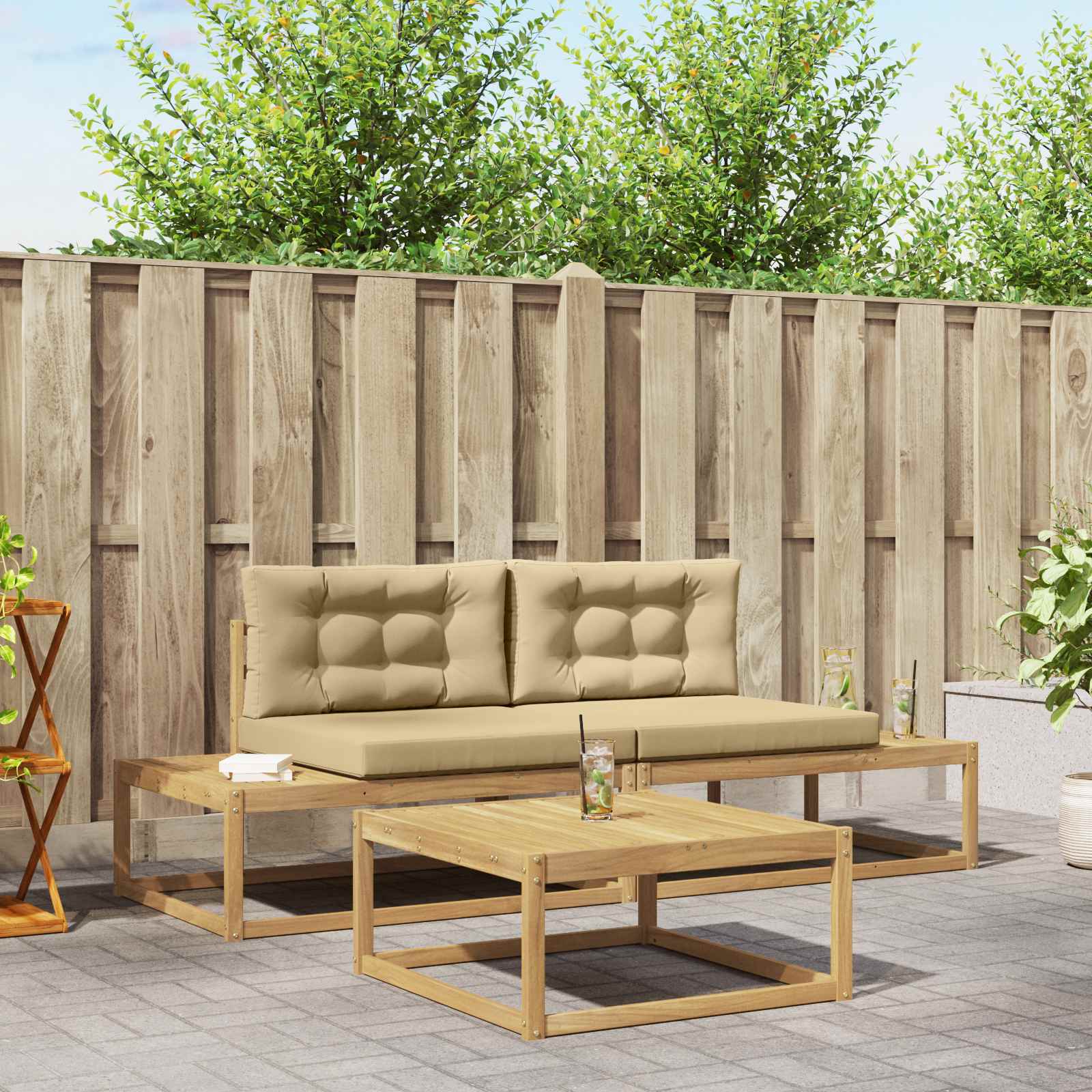 Buiten bankenset met kussen Wit 79 x 79 x 37 cm Polyester is nu te koop bij PeponiXL, paradijselijk wonen!