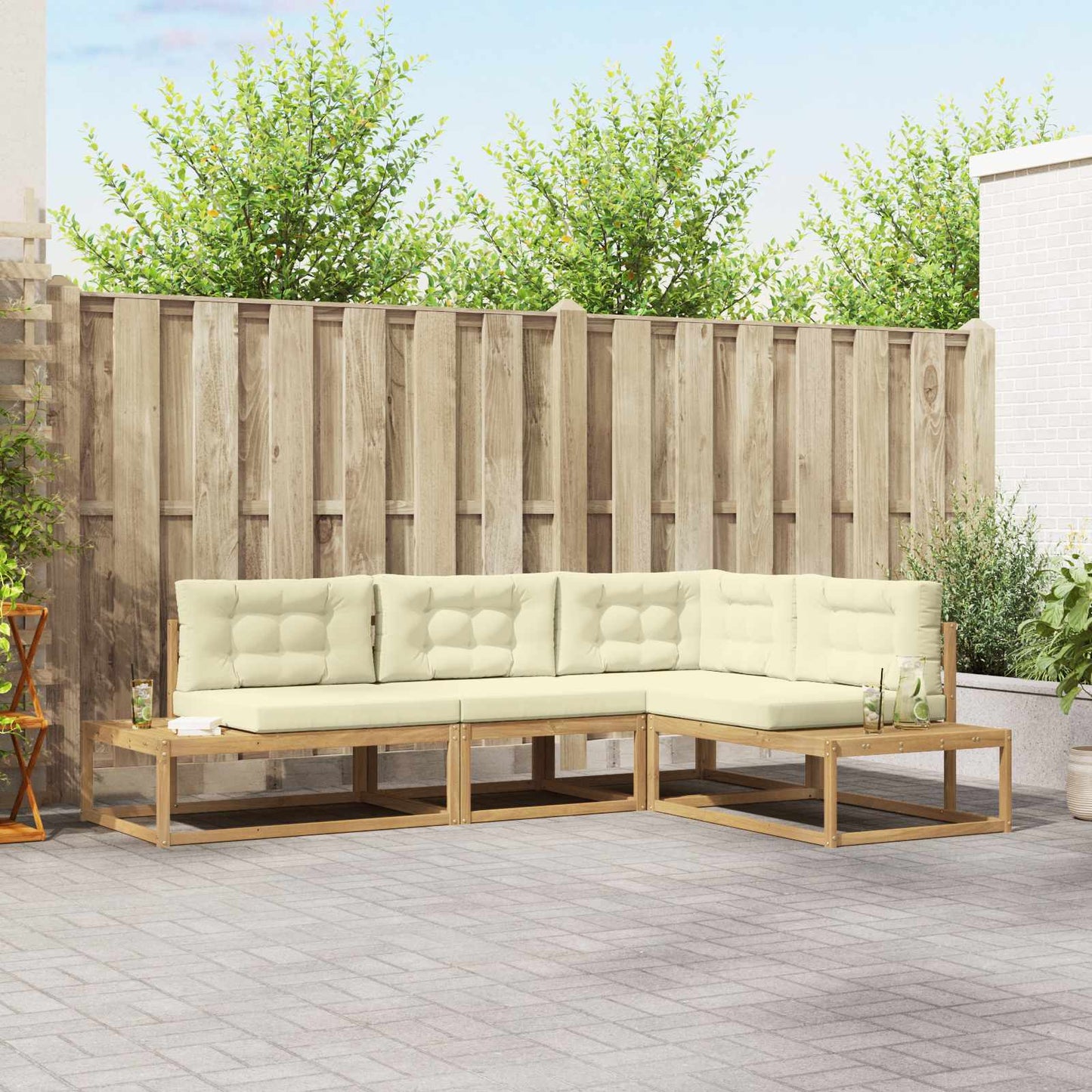 Buiten bankenset met kussen Wit 277,5 x 198,5 x 73 cm Polyester is nu te koop bij PeponiXL, paradijselijk wonen!
