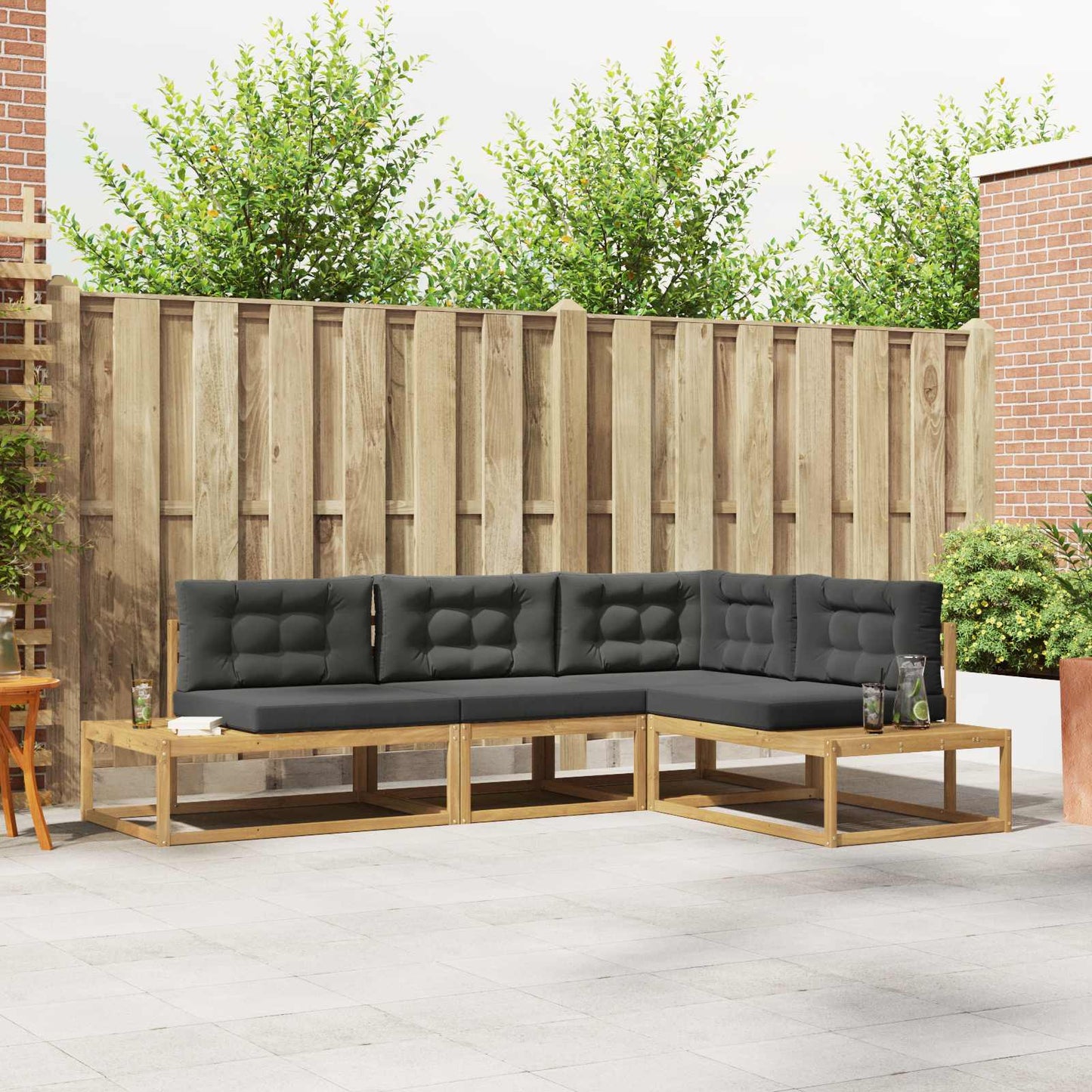 Buiten bankenset met kussen Wit 277,5 x 198,5 x 73 cm Polyester is nu te koop bij PeponiXL, paradijselijk wonen!