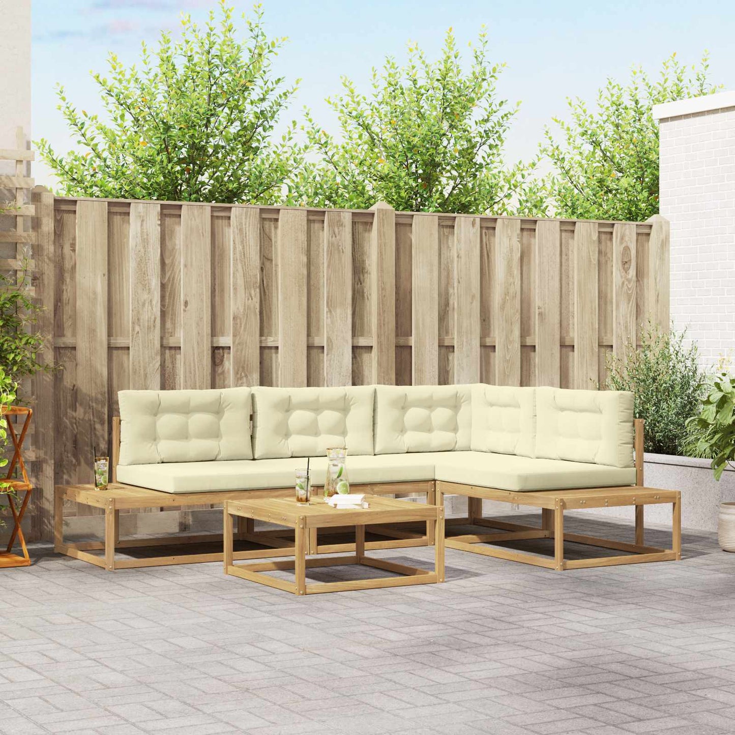Buiten bankenset met kussen Wit 79 x 79 x 37 cm Polyester is nu te koop bij PeponiXL, paradijselijk wonen!