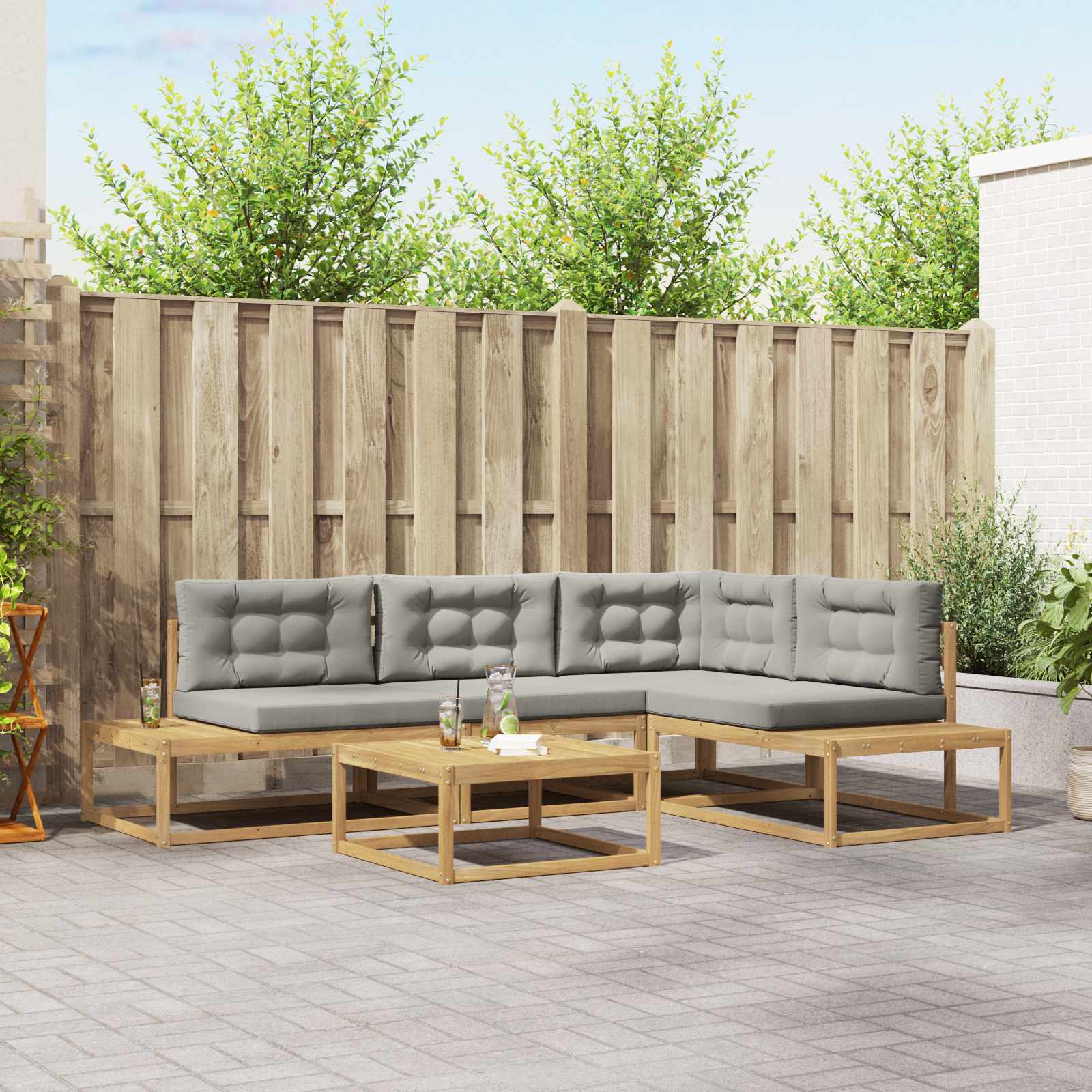 Buiten bankenset met kussen Wit 79 x 79 x 37 cm Polyester is nu te koop bij PeponiXL, paradijselijk wonen!