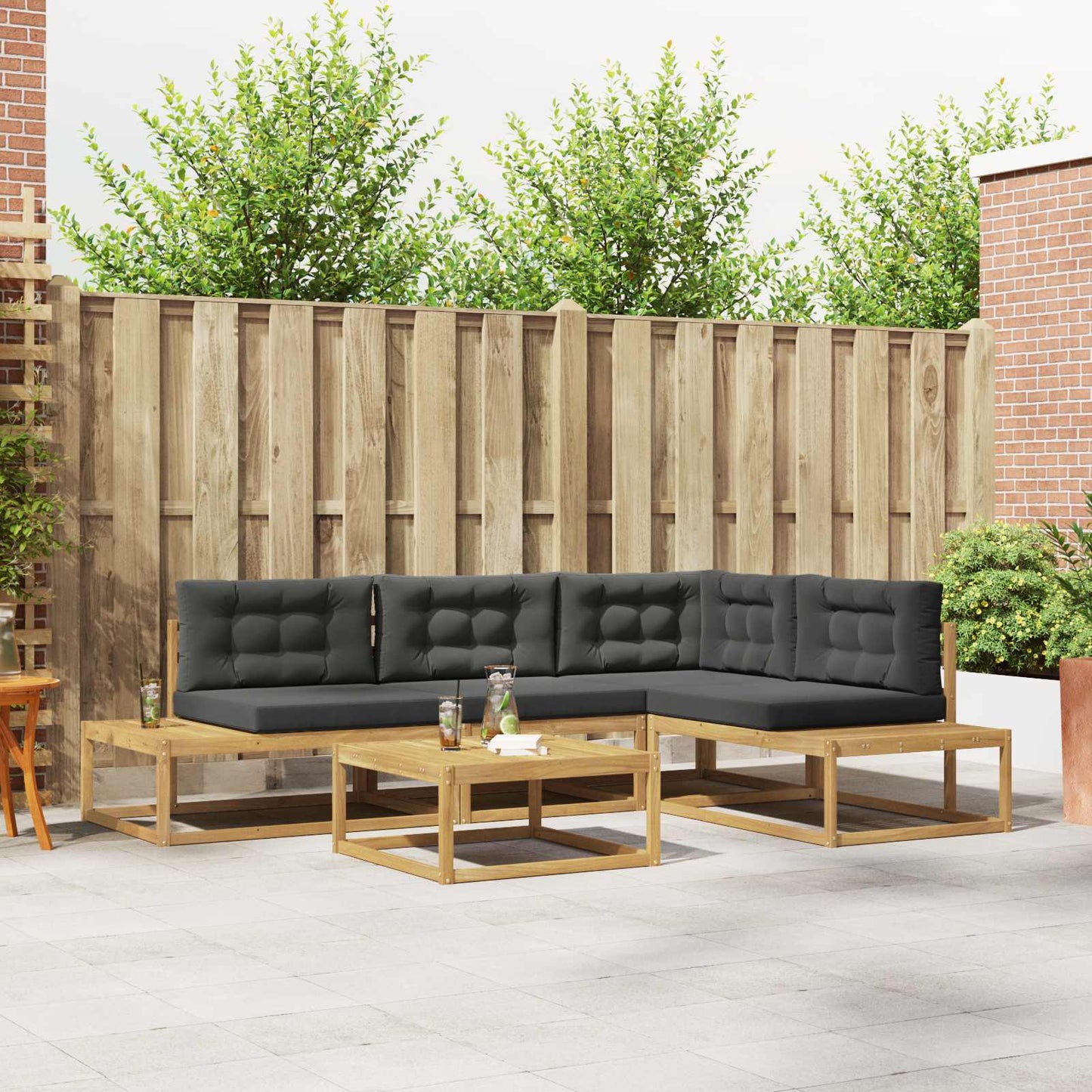 Buiten bankenset met kussen Wit 79 x 79 x 37 cm Polyester is nu te koop bij PeponiXL, paradijselijk wonen!