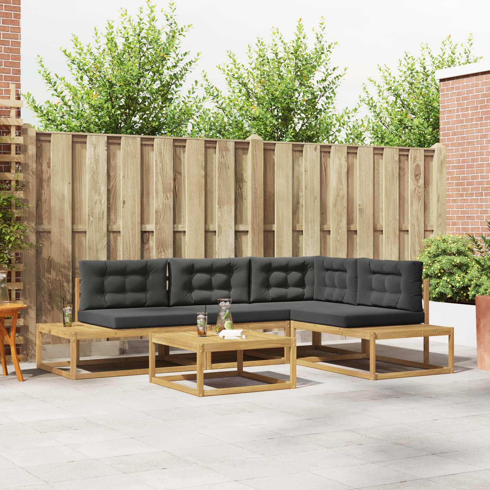 Buiten bankenset met kussen Wit 79 x 79 x 37 cm Polyester is nu te koop bij PeponiXL, paradijselijk wonen!