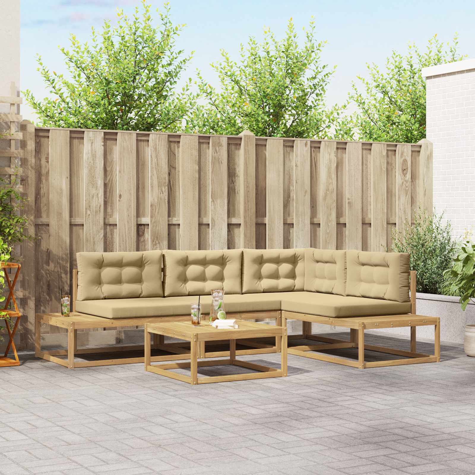 Buiten bankenset met kussen Wit 79 x 79 x 37 cm Polyester is nu te koop bij PeponiXL, paradijselijk wonen!