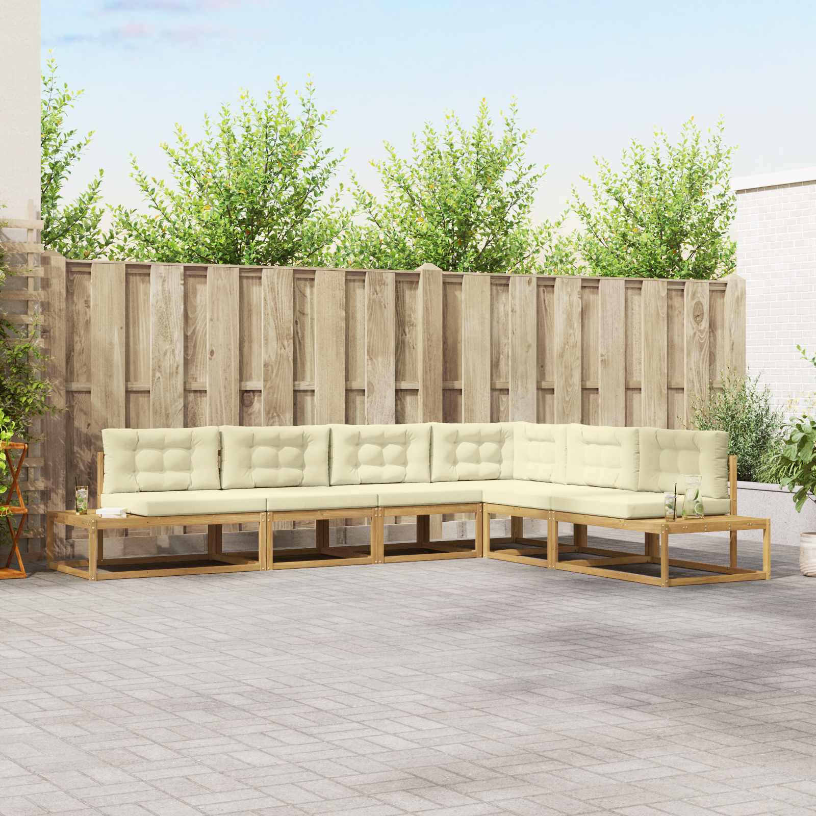 Buiten bankenset met kussen Wit 357 x 198,5 x 73 cm Polyester is nu te koop bij PeponiXL, paradijselijk wonen!