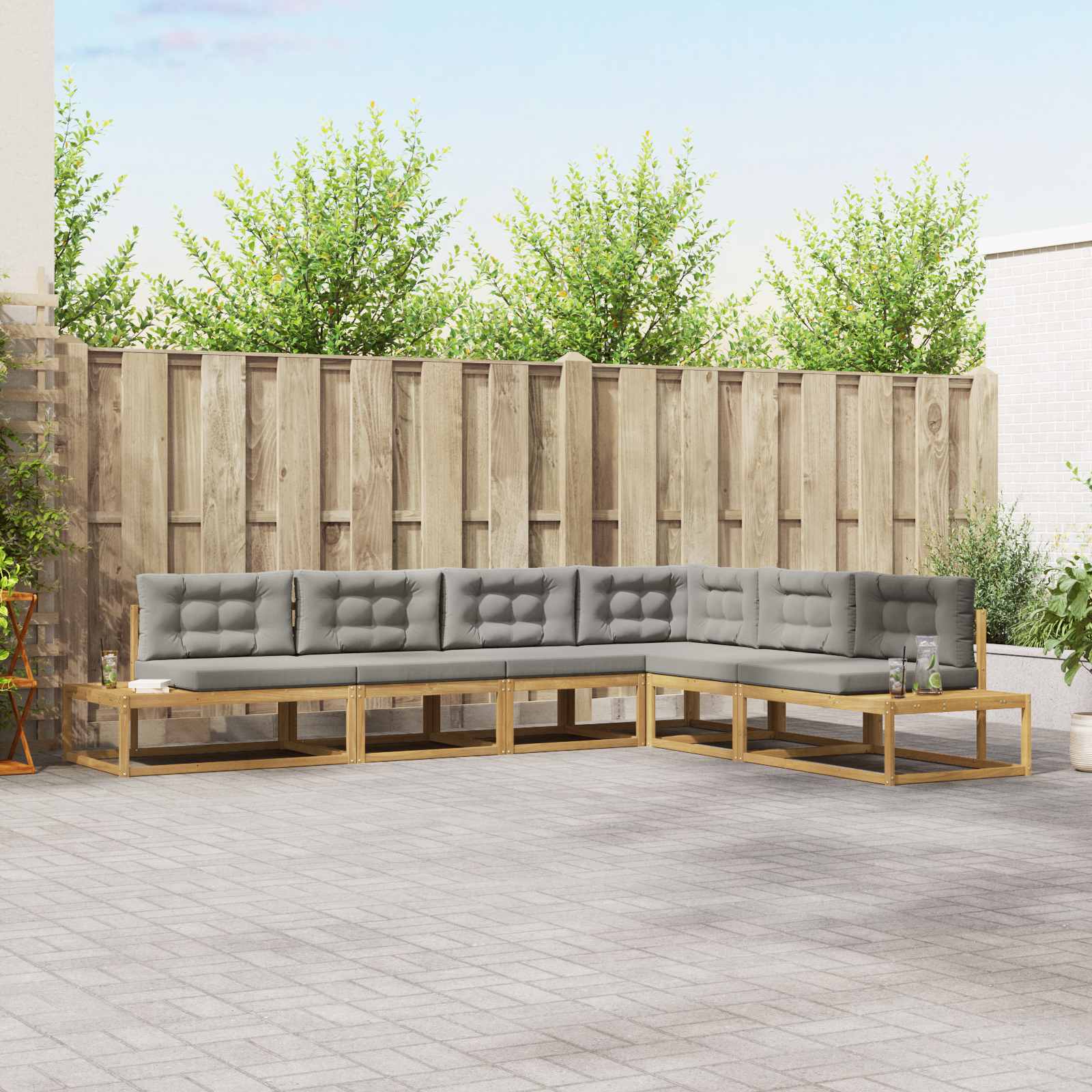Buiten bankenset met kussen Wit 357 x 198,5 x 73 cm Polyester is nu te koop bij PeponiXL, paradijselijk wonen!