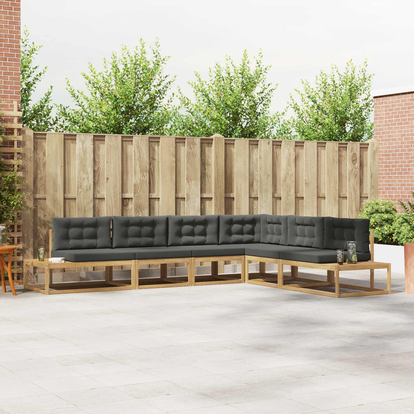 Buiten bankenset met kussen Wit 357 x 198,5 x 73 cm Polyester is nu te koop bij PeponiXL, paradijselijk wonen!