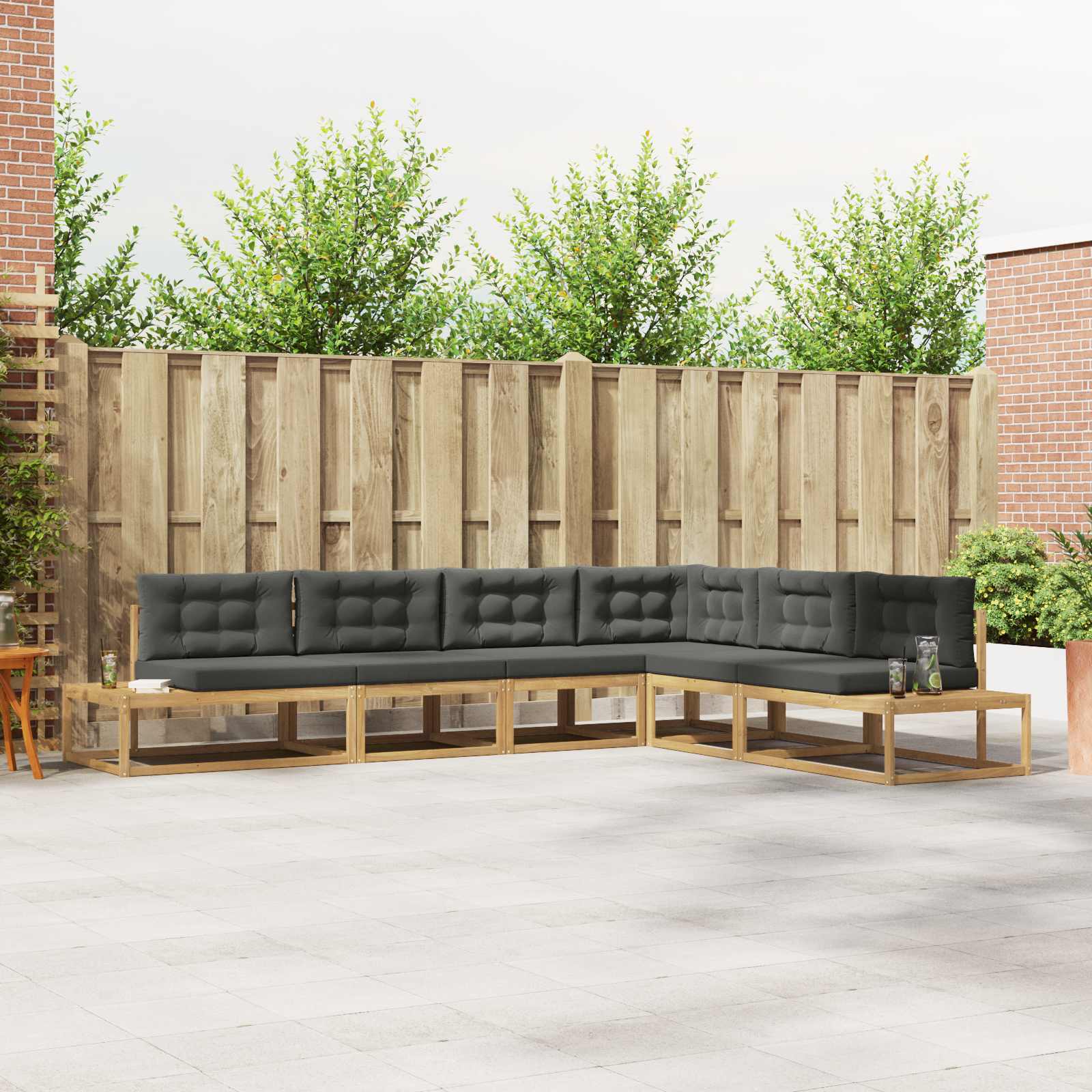 Buiten bankenset met kussen Wit 357 x 198,5 x 73 cm Polyester is nu te koop bij PeponiXL, paradijselijk wonen!