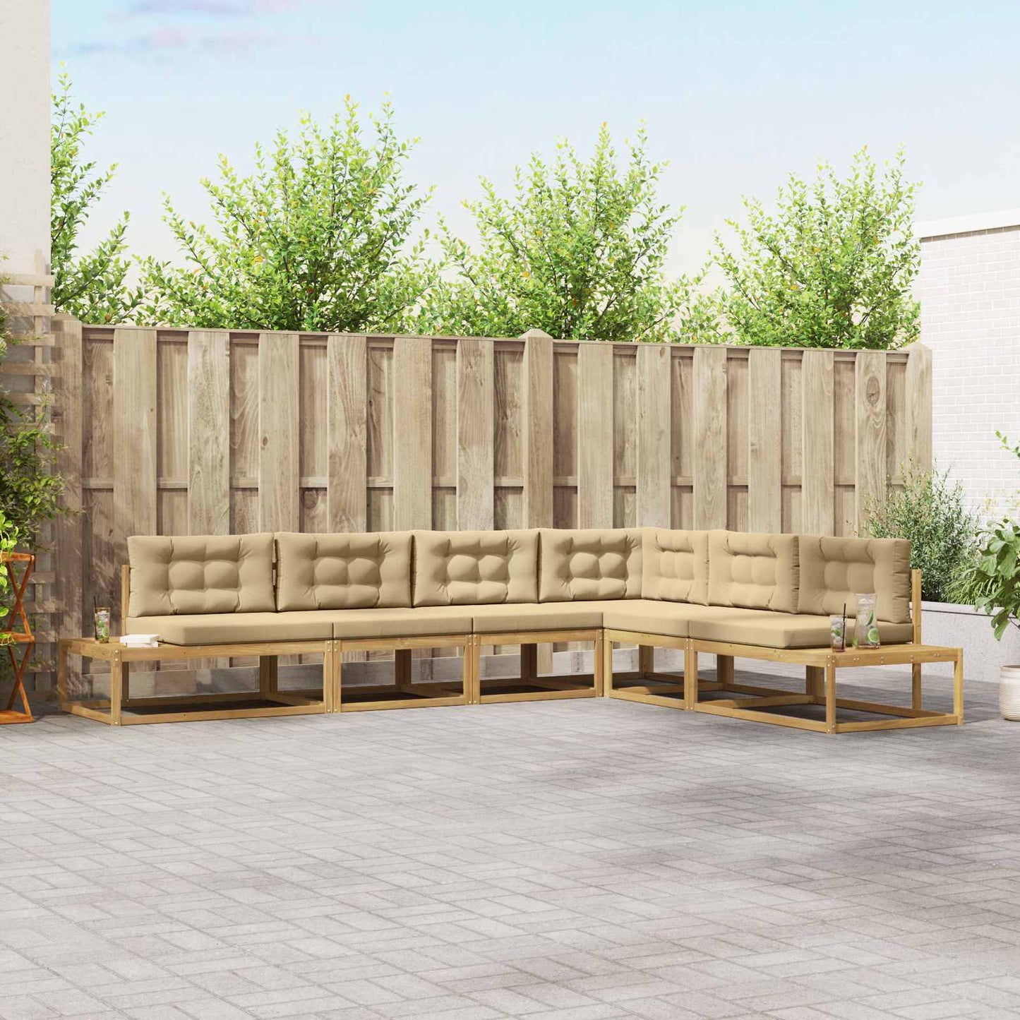 Buiten bankenset met kussen Wit 357 x 198,5 x 73 cm Polyester is nu te koop bij PeponiXL, paradijselijk wonen!