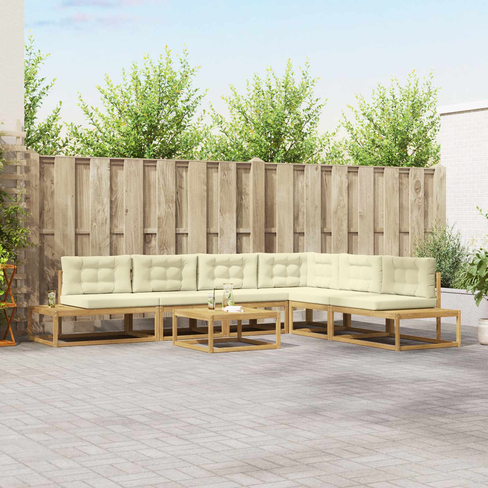 Buiten bankenset met kussen Wit 79 x 79 x 37 cm Polyester is nu te koop bij PeponiXL, paradijselijk wonen!