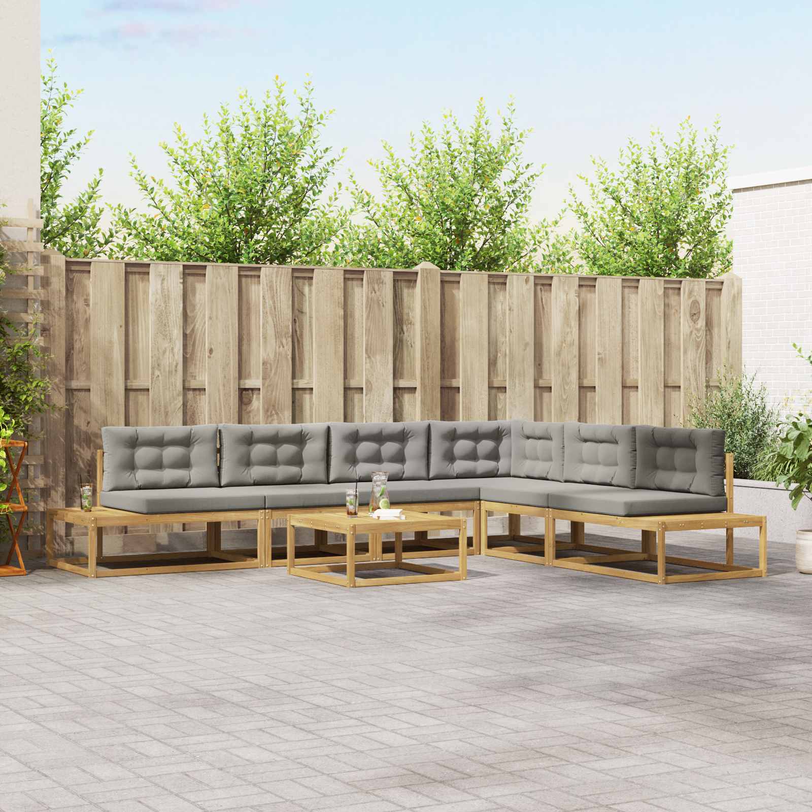 Buiten bankenset met kussen Wit 79 x 79 x 37 cm Polyester is nu te koop bij PeponiXL, paradijselijk wonen!