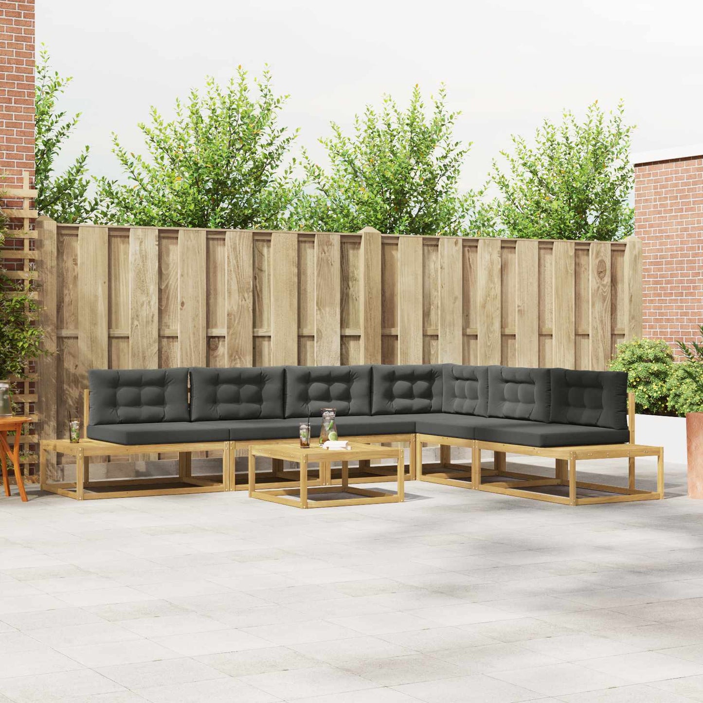 Buiten bankenset met kussen Wit 79 x 79 x 37 cm Polyester is nu te koop bij PeponiXL, paradijselijk wonen!