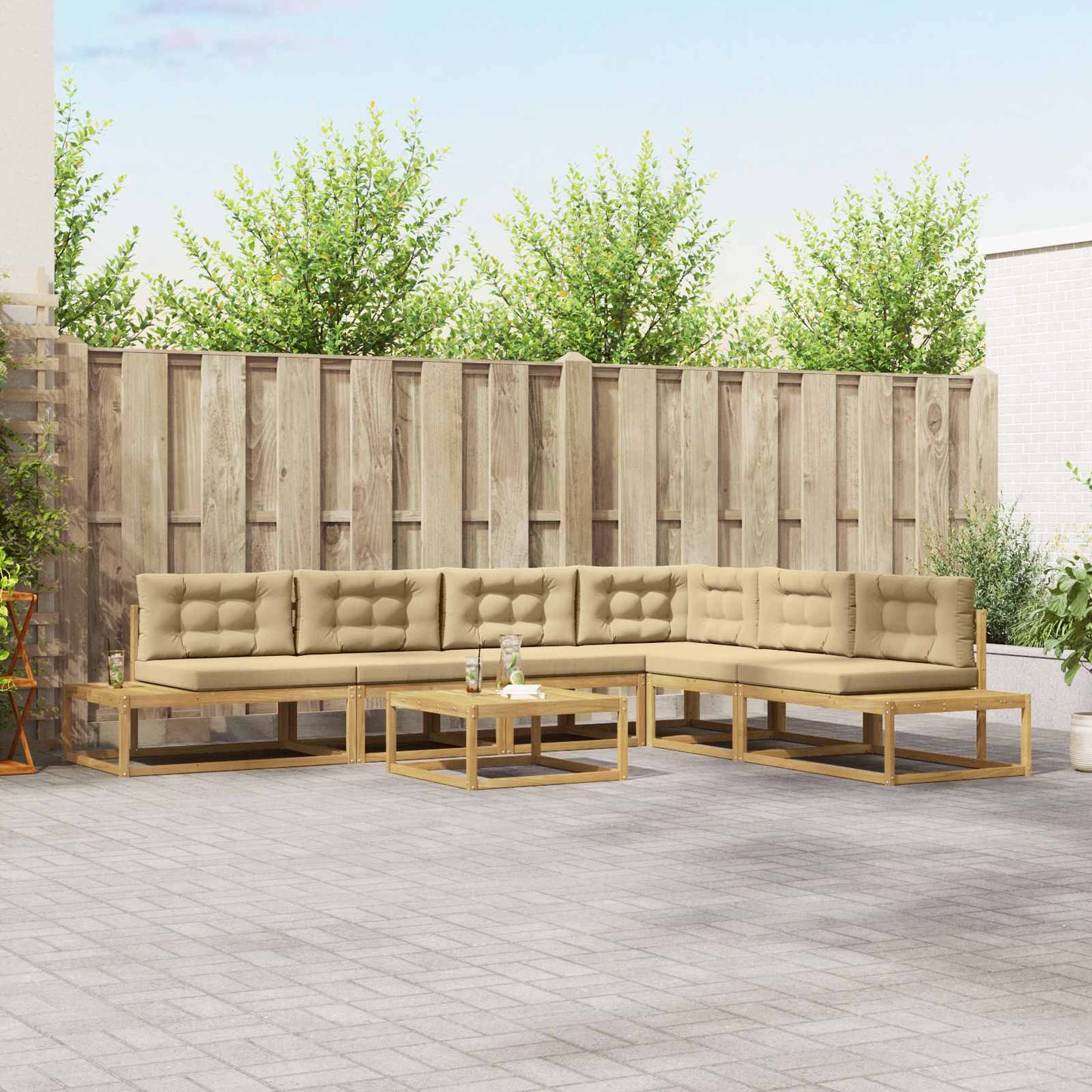 Buiten bankenset met kussen Wit 79 x 79 x 37 cm Polyester is nu te koop bij PeponiXL, paradijselijk wonen!