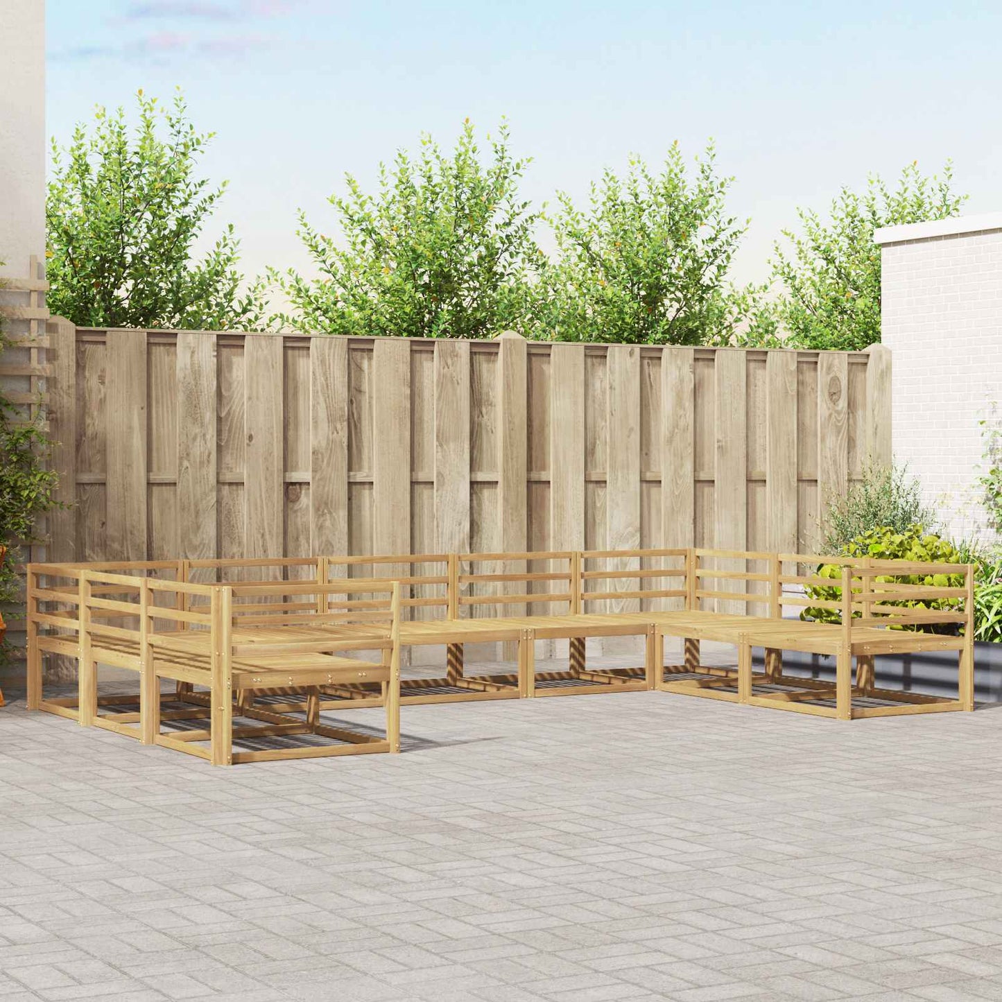Buiten bankenset 9 pcs Wit 404 x 245,5 x 73 cm is nu te koop bij PeponiXL, paradijselijk wonen!