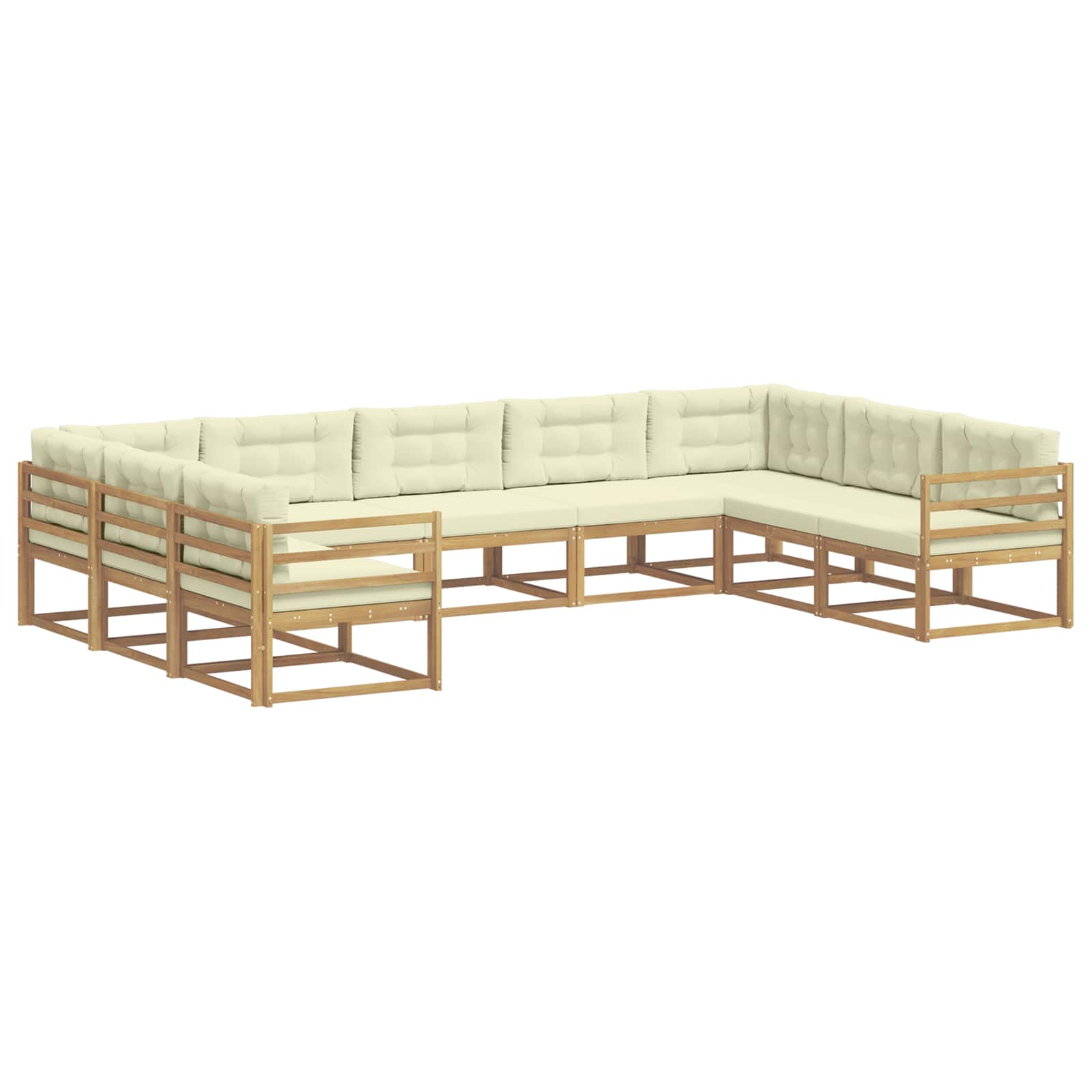 Buiten bankenset met kussen 9 pcs Wit en crèmekleurig is nu te koop bij PeponiXL, paradijselijk wonen!