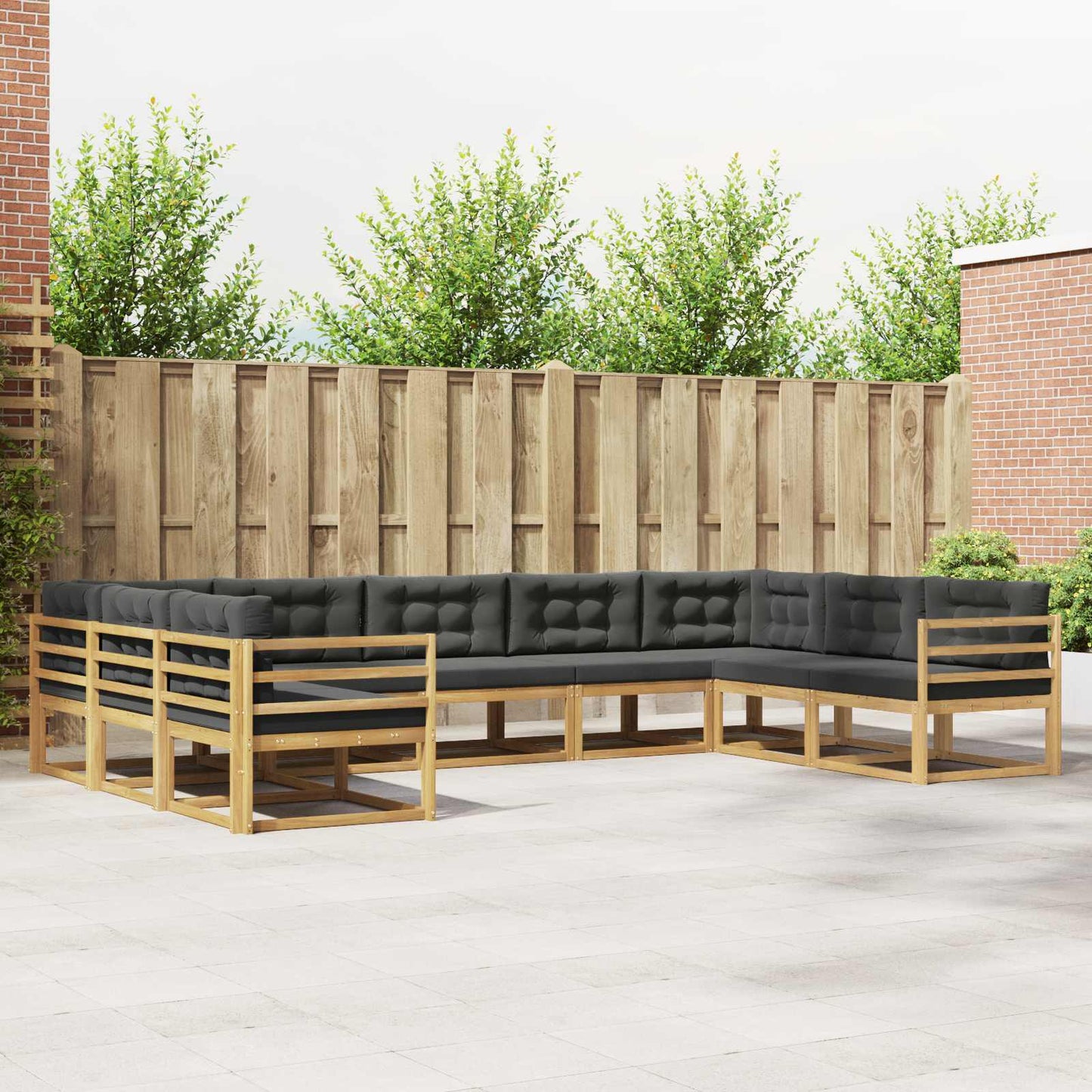 Buiten bankenset met kussen 9 pcs Wit en antracietkleurig is nu te koop bij PeponiXL, paradijselijk wonen!