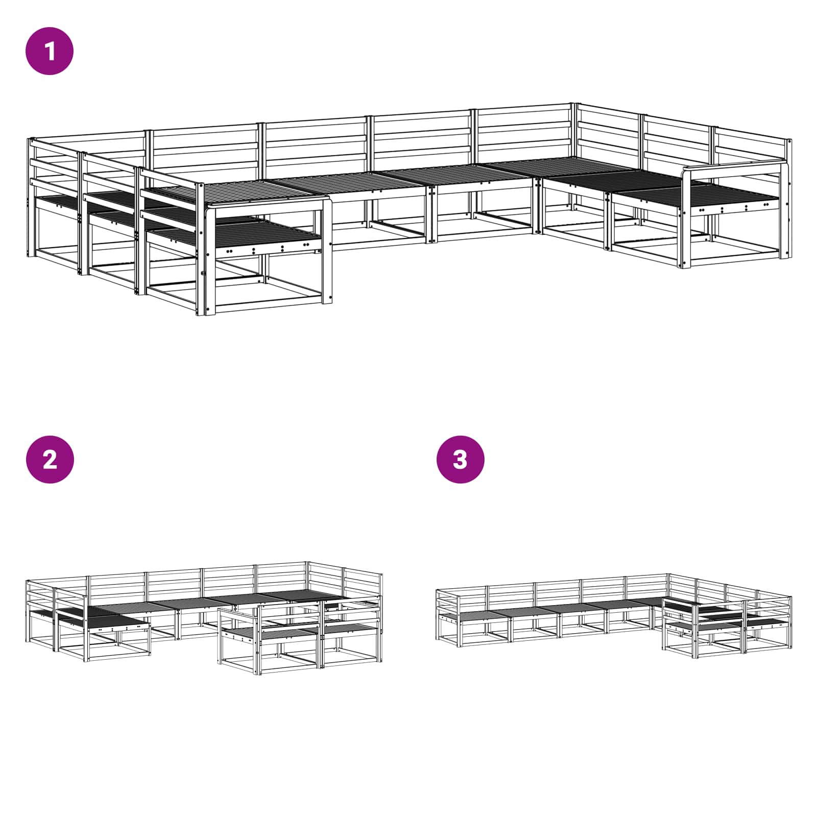 Buiten bankenset 9 pcs Wit 404 x 247,5 x 73 cm is nu te koop bij PeponiXL, paradijselijk wonen!
