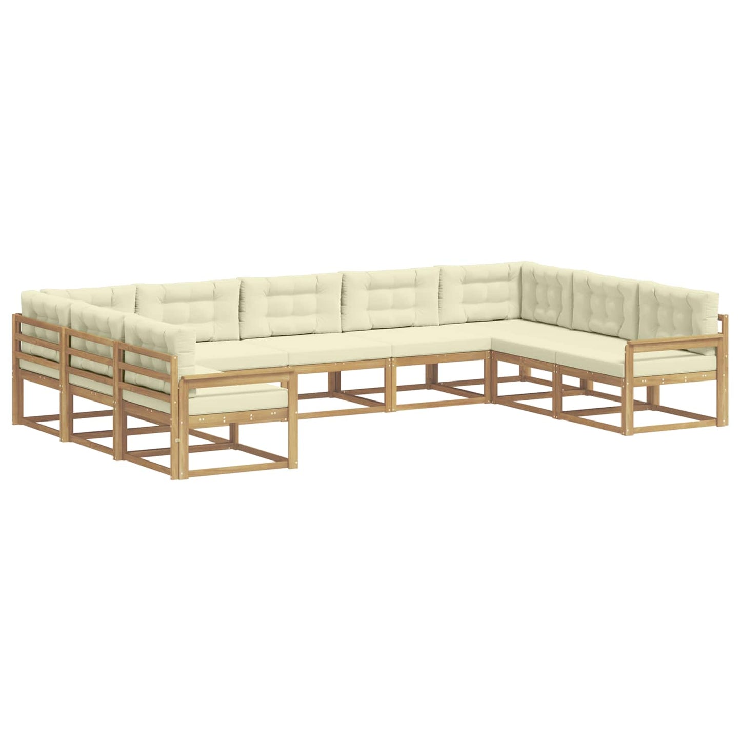 Buiten bankenset met kussen 9 pcs Wit en crèmekleurig is nu te koop bij PeponiXL, paradijselijk wonen!