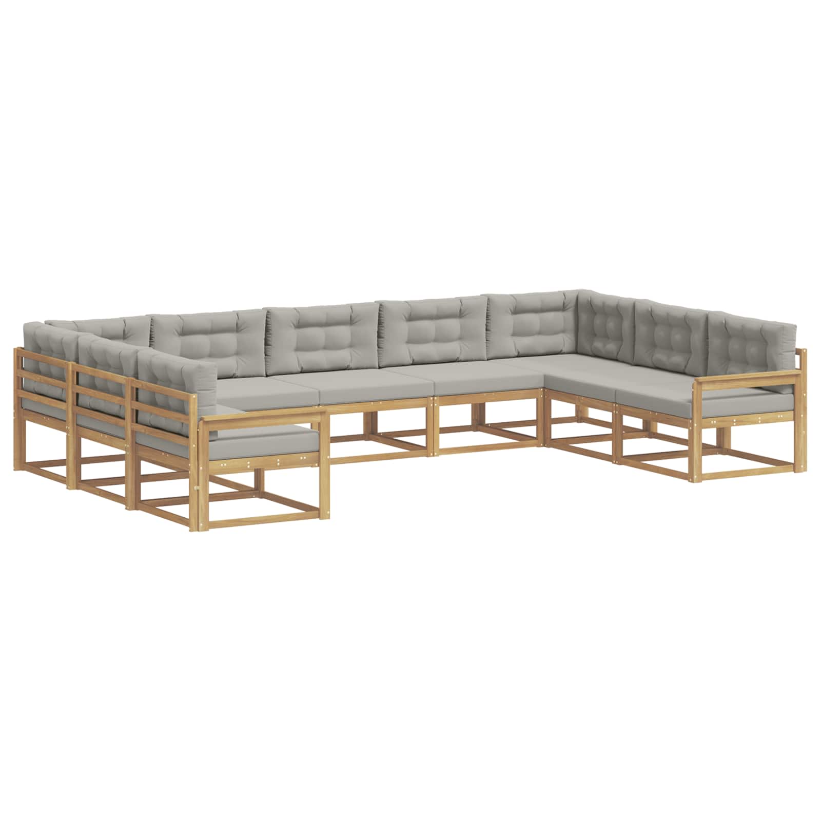Buiten bankenset met kussen 9 pcs Wit en Lichtgrijs is nu te koop bij PeponiXL, paradijselijk wonen!