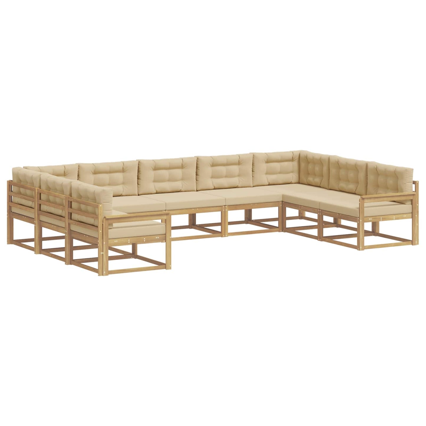 Buiten bankenset met kussen 9 pcs Wit en Beige is nu te koop bij PeponiXL, paradijselijk wonen!