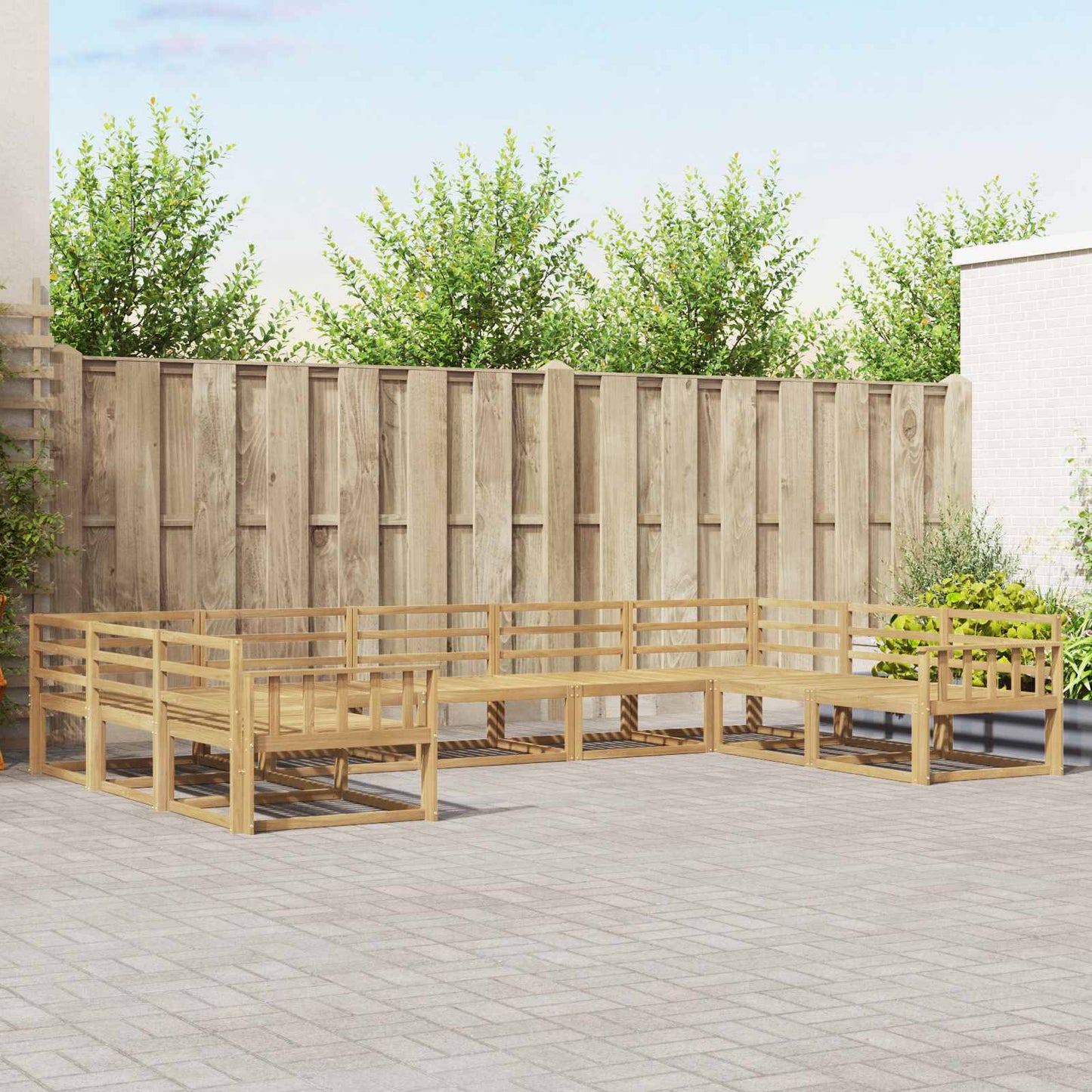 Buiten bankenset 9 pcs Wit 404 x 247,5 x 73 cm is nu te koop bij PeponiXL, paradijselijk wonen!