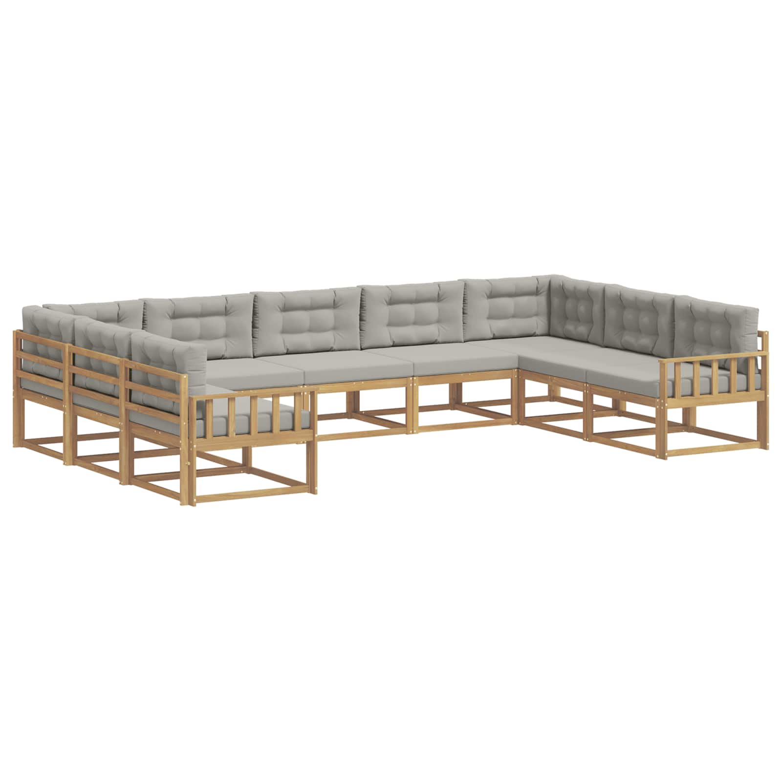 Buiten bankenset met kussen 9 pcs Wit en Lichtgrijs is nu te koop bij PeponiXL, paradijselijk wonen!