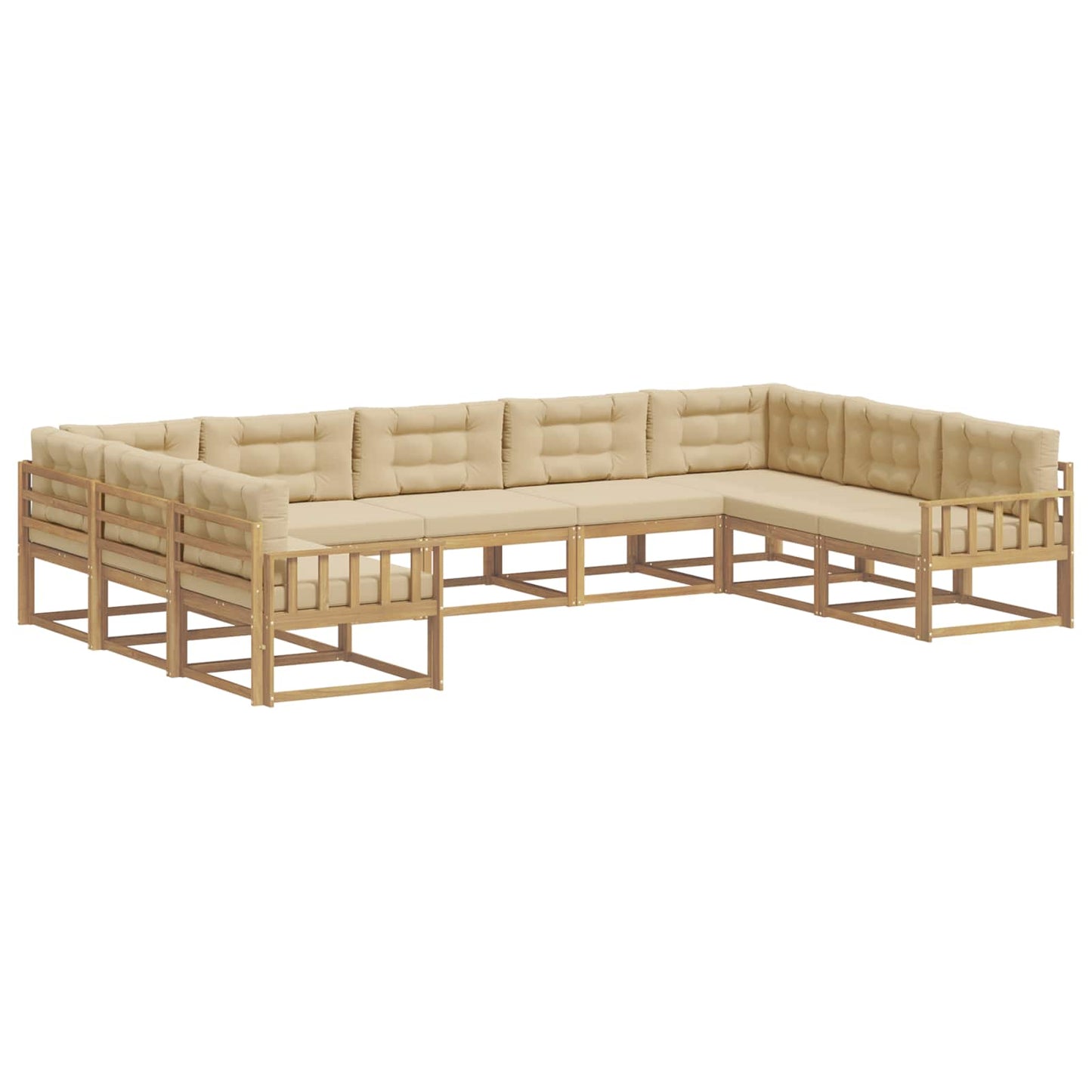Buiten bankenset met kussen 9 pcs Wit en Beige is nu te koop bij PeponiXL, paradijselijk wonen!