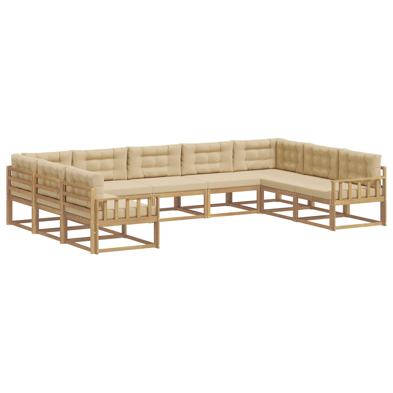 Buiten bankenset met kussen 9 pcs Wit en Beige is nu te koop bij PeponiXL, paradijselijk wonen!