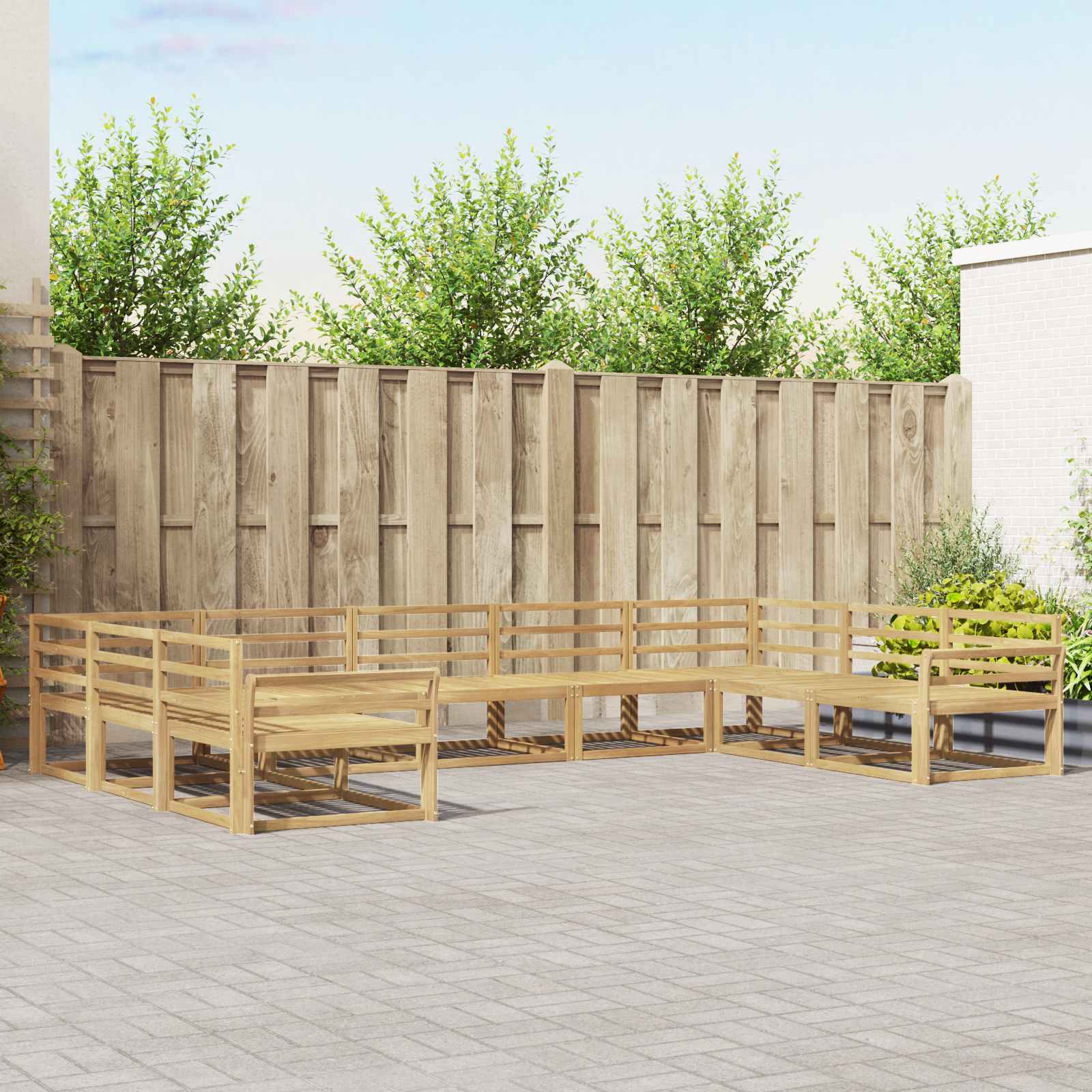 Buiten bankenset 9 pcs Wit 404 x 247,5 x 73 cm is nu te koop bij PeponiXL, paradijselijk wonen!