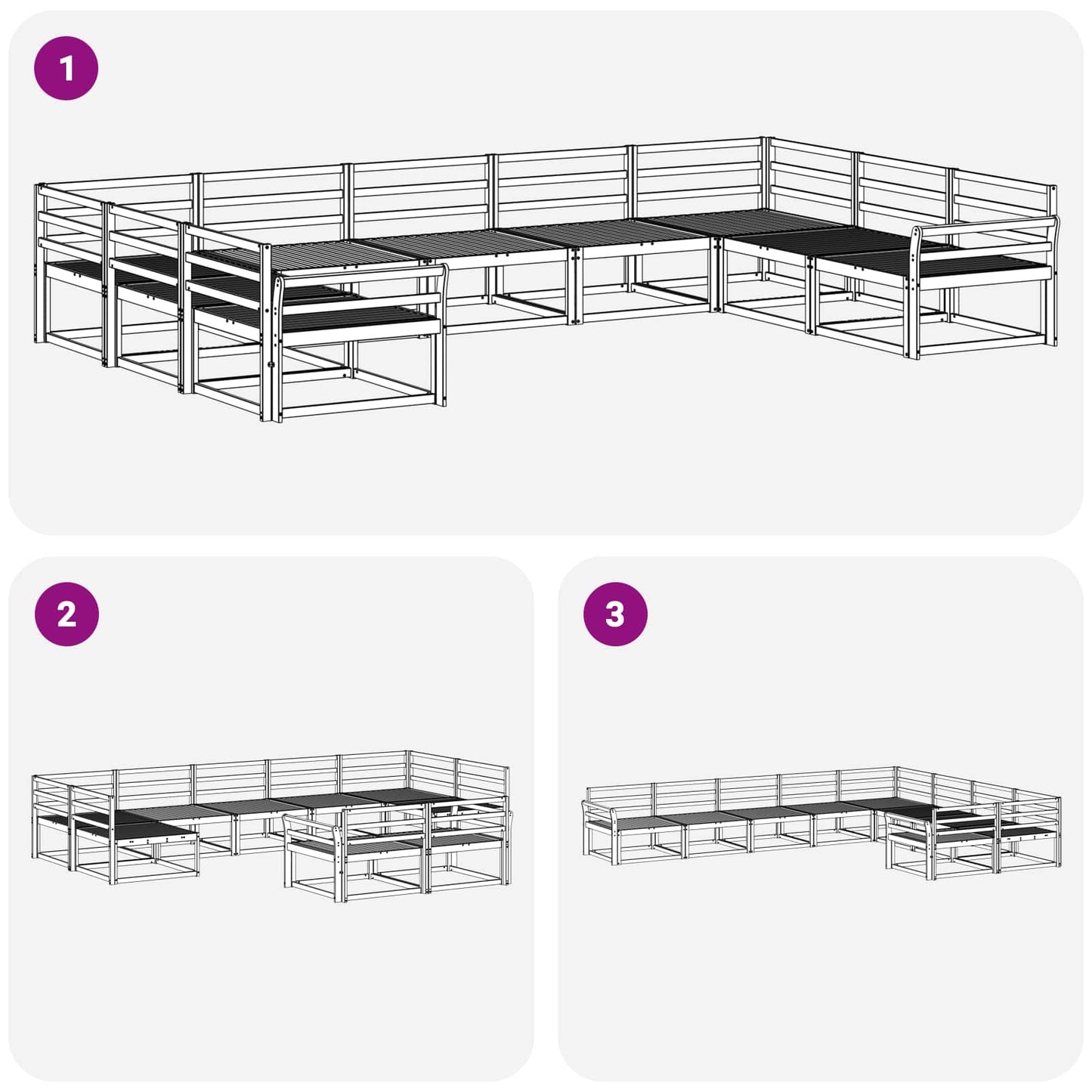 Buiten bankenset 9 pcs Wit 404 x 247,5 x 73 cm is nu te koop bij PeponiXL, paradijselijk wonen!